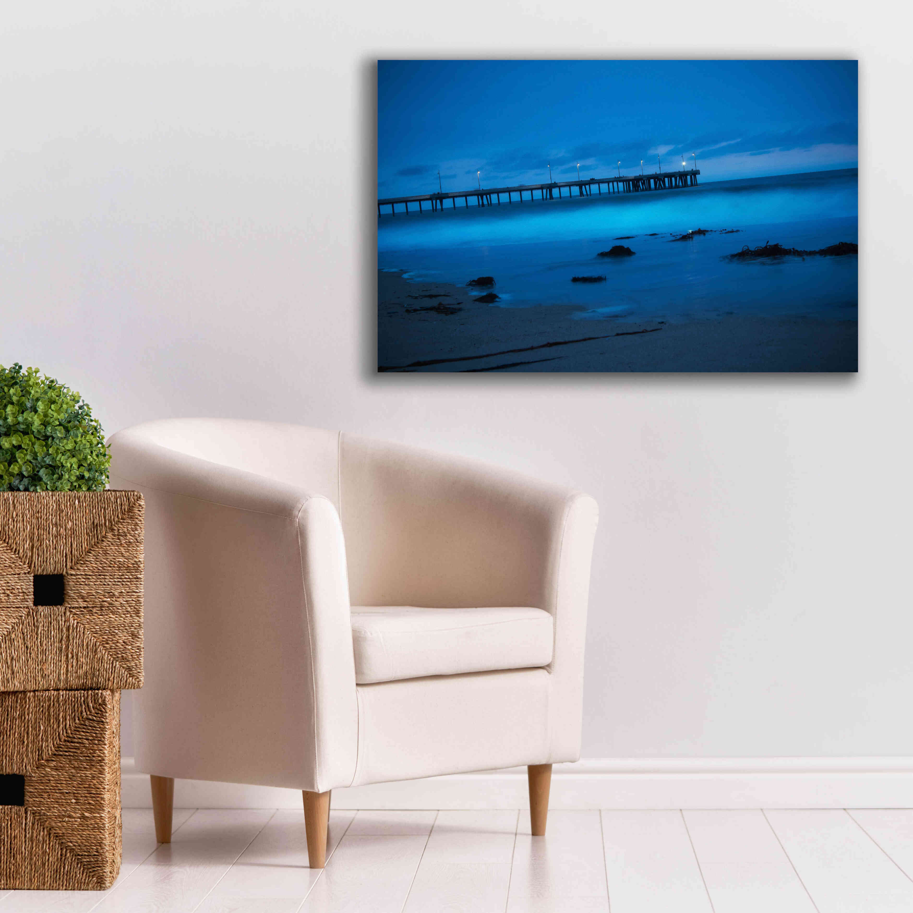 'Blue Hour Pier' by Sebastien Lory, Giclee Canvas Wall Art,40 x 26