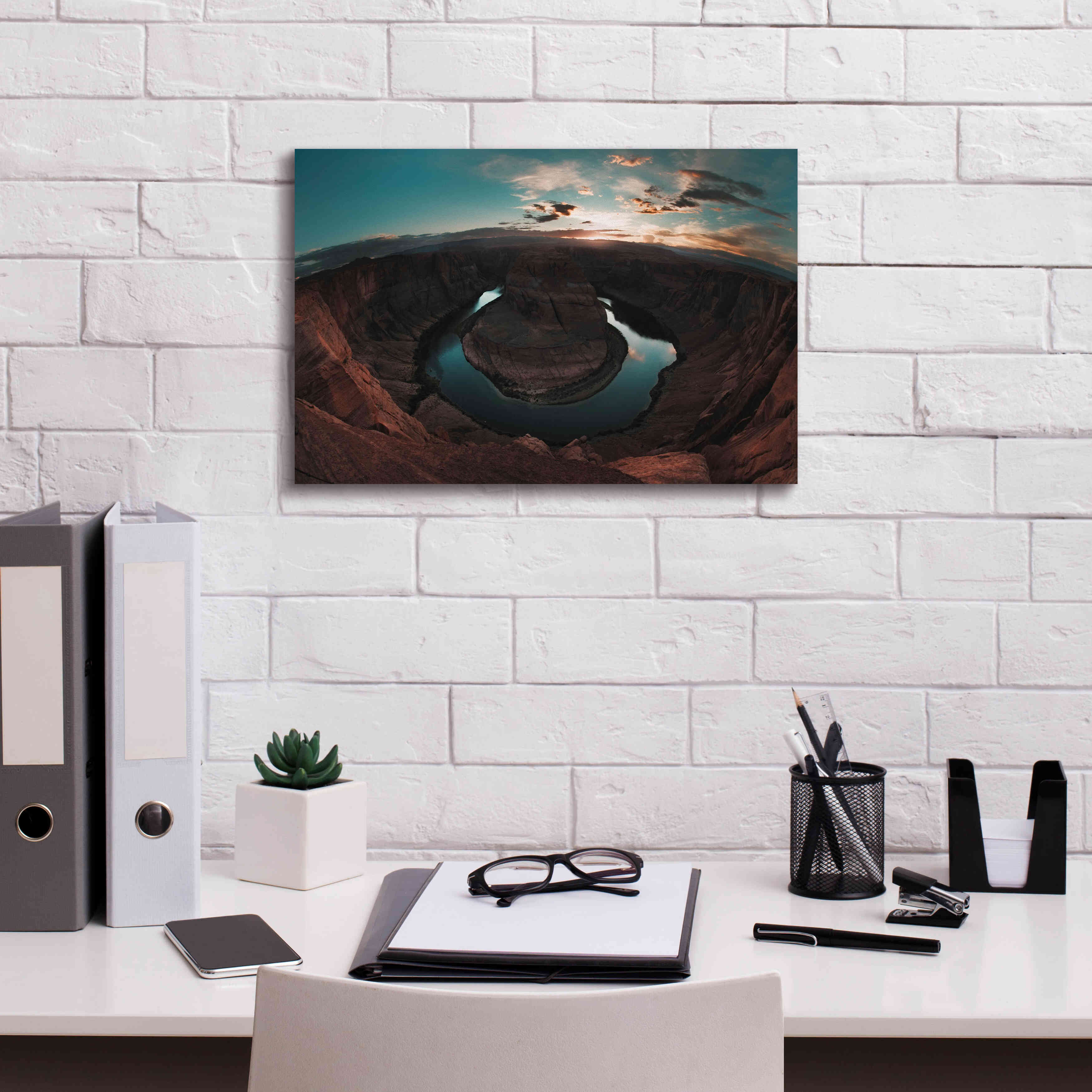 'Horseshoe Bend Sunset' by Sebastien Lory, Giclee Canvas Wall Art,18 x 12