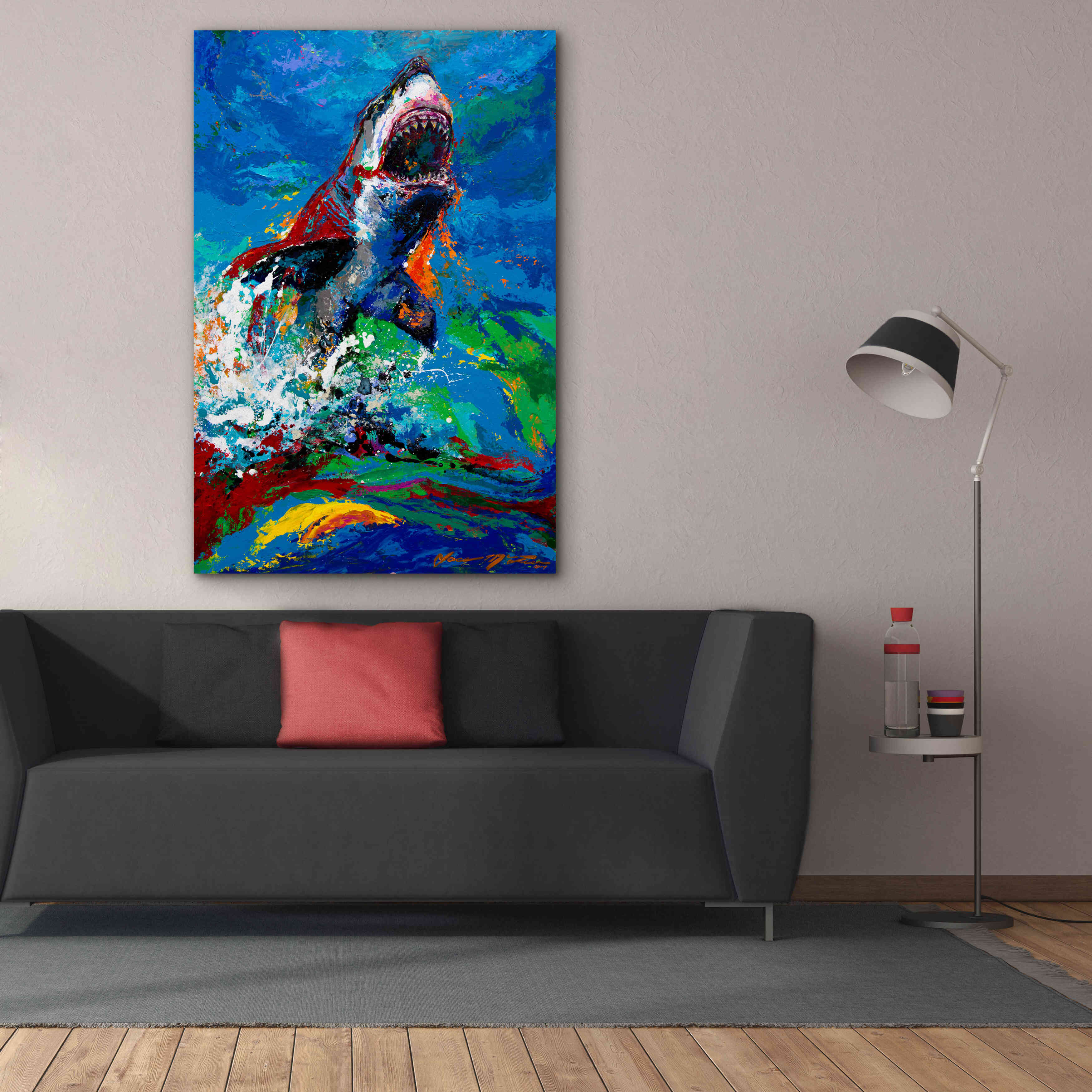 'The Lawyer Breeching Great White Shark' by Jace D McTier, Giclee Canvas Wall Art,40 x 60