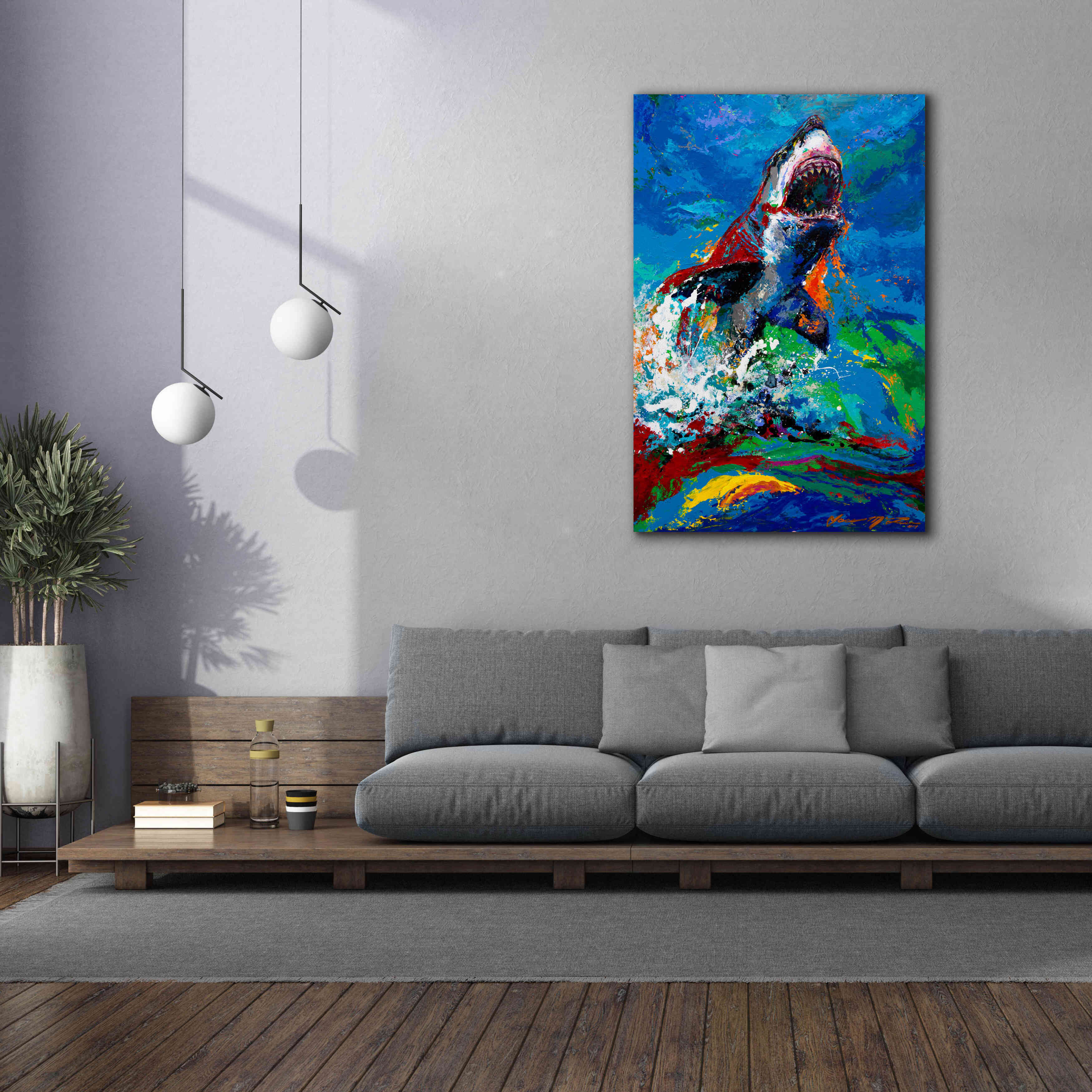 'The Lawyer Breeching Great White Shark' by Jace D McTier, Giclee Canvas Wall Art,40 x 60