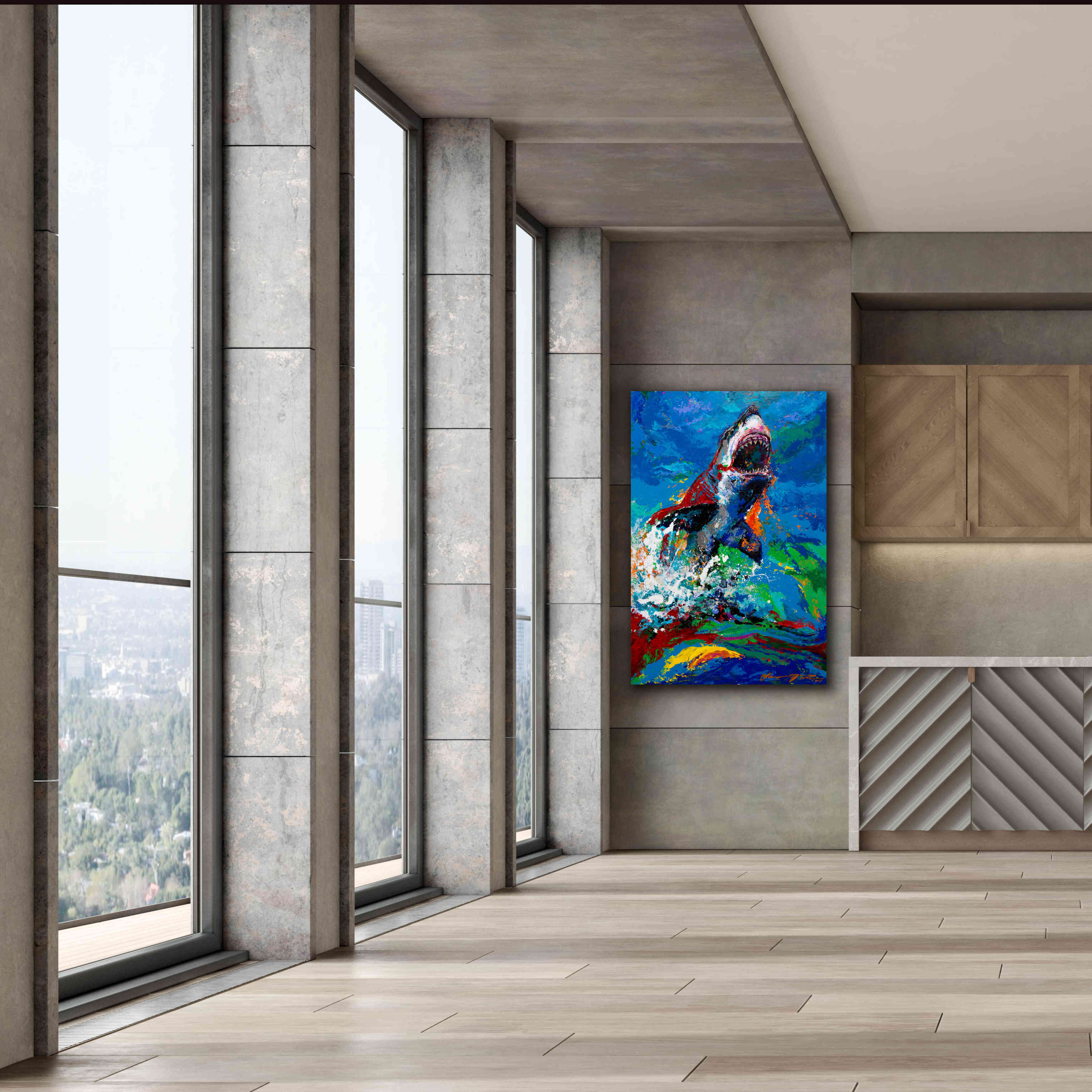 'The Lawyer Breeching Great White Shark' by Jace D McTier, Giclee Canvas Wall Art,40 x 60