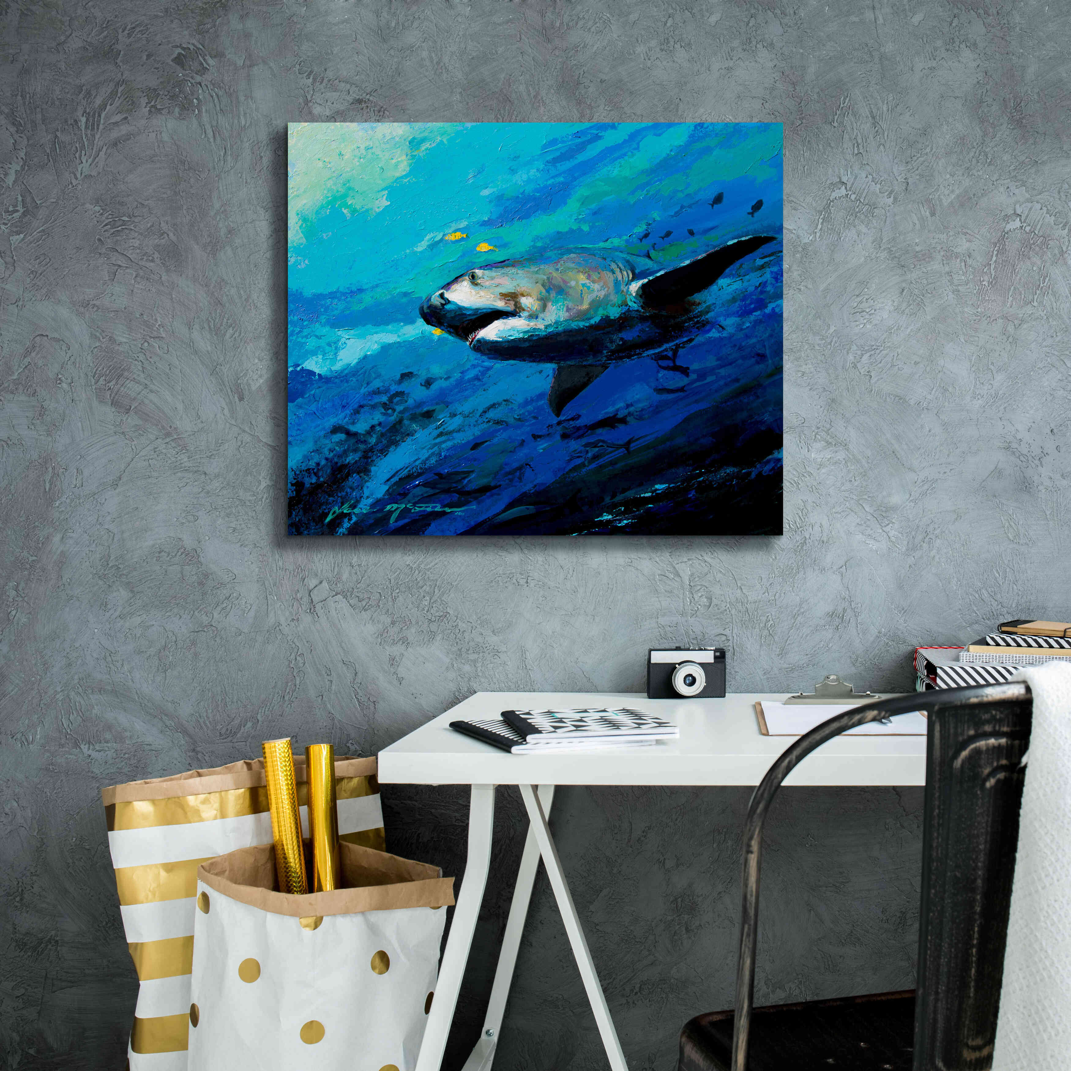 'The Mighty Bull Shark' by Jace D McTier, Giclee Canvas Wall Art,24 x 20