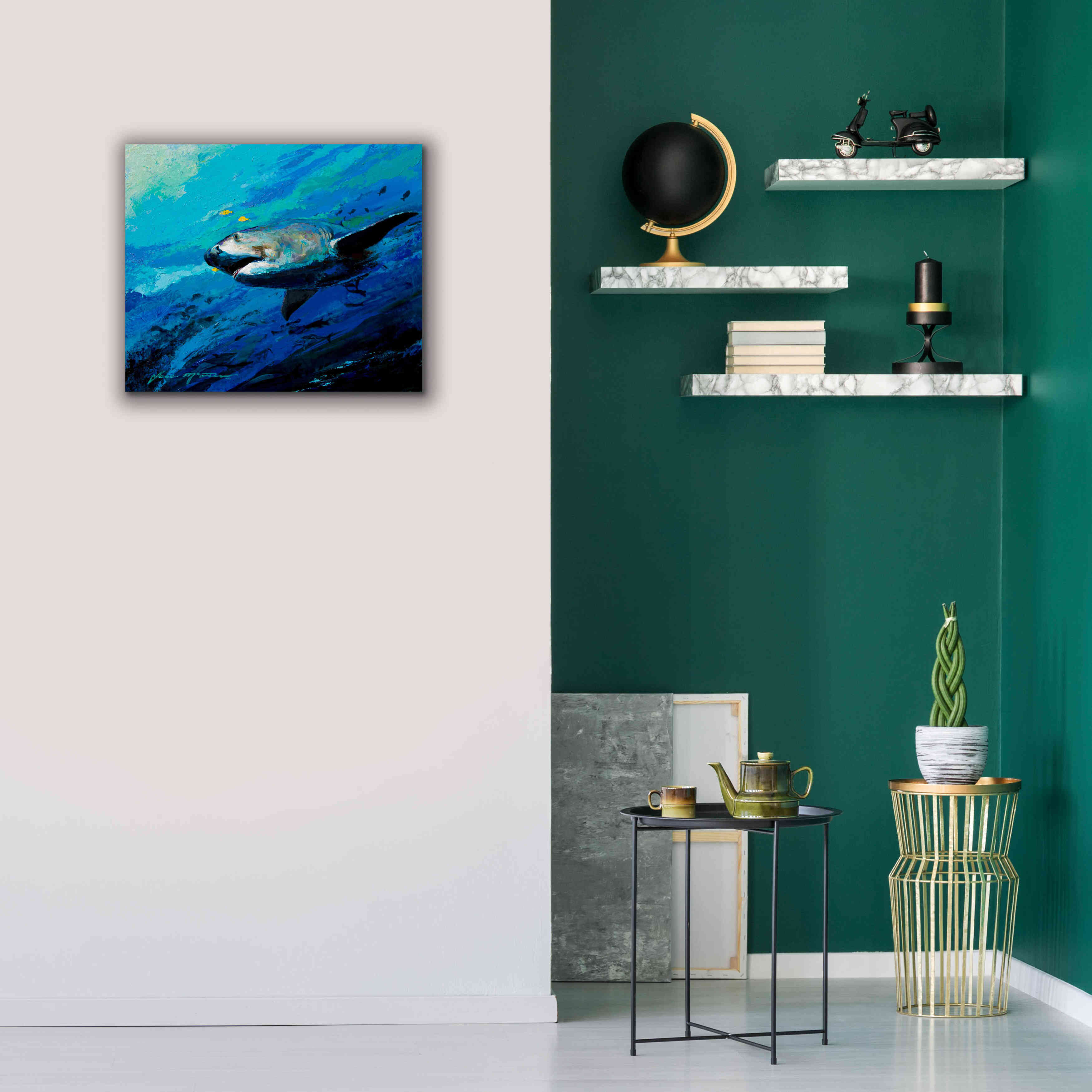 'The Mighty Bull Shark' by Jace D McTier, Giclee Canvas Wall Art,24 x 20
