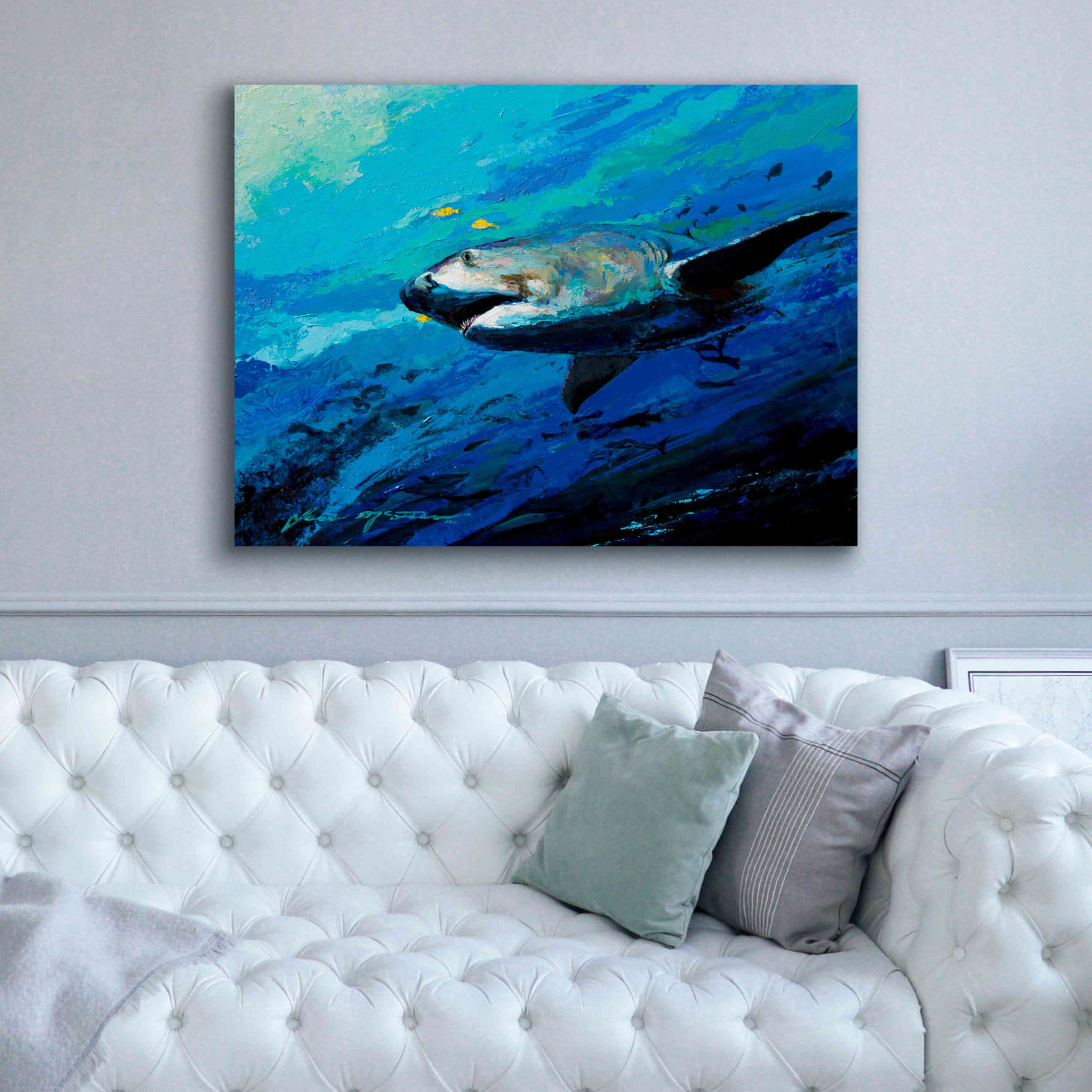 'The Mighty Bull Shark' by Jace D McTier, Giclee Canvas Wall Art,54 x 40