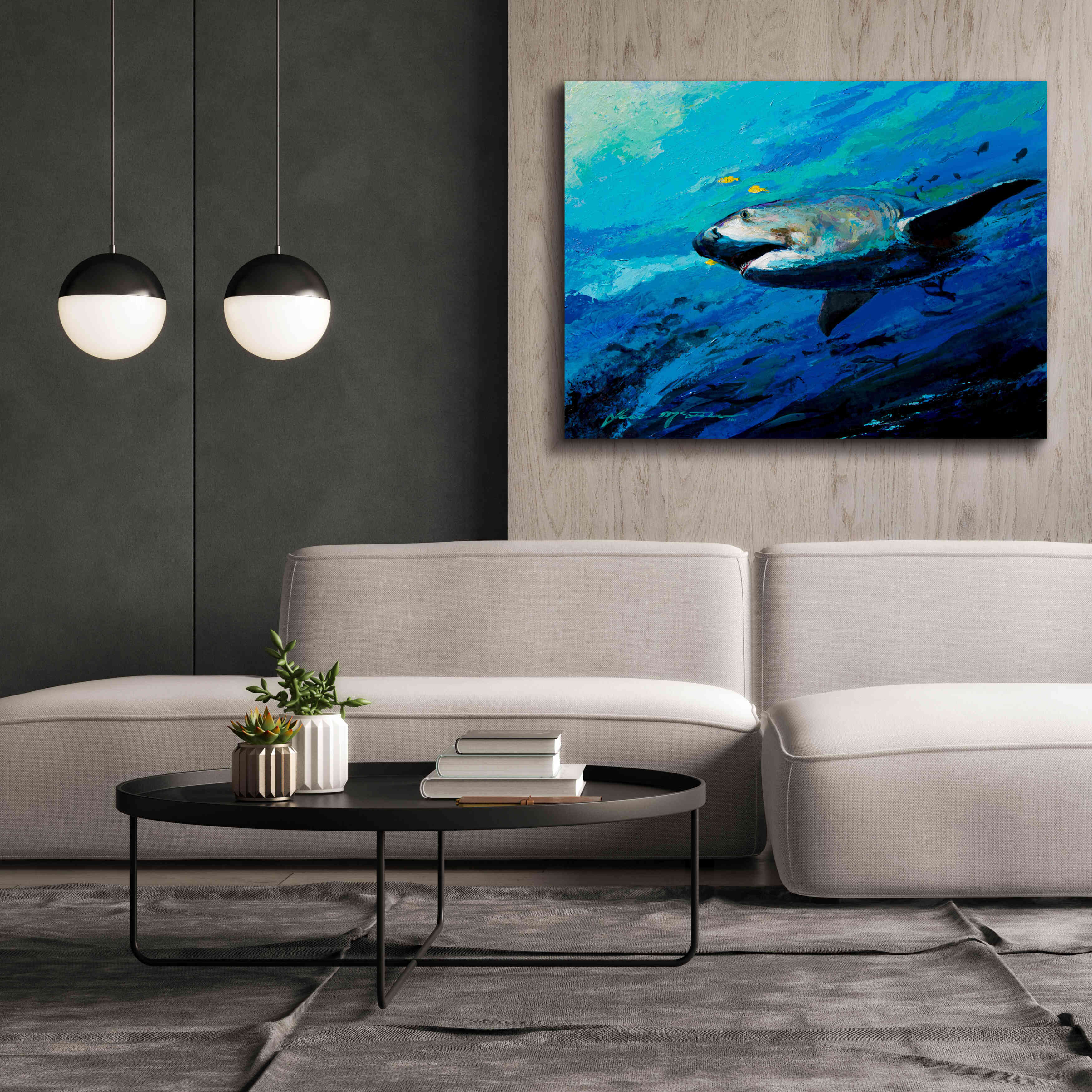 'The Mighty Bull Shark' by Jace D McTier, Giclee Canvas Wall Art,54 x 40