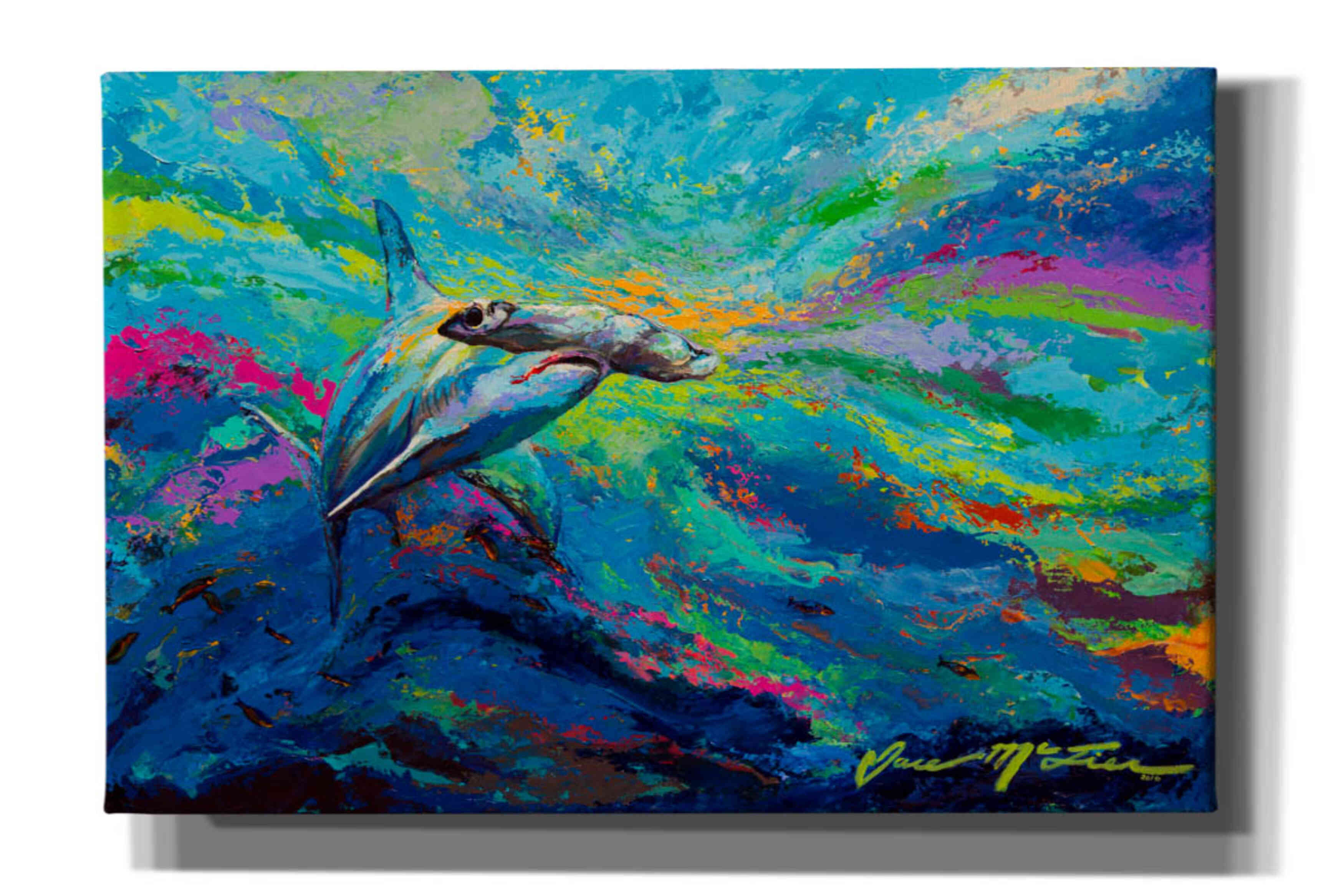 'After Dinner Swim Hammer Head Shark' by Jace D McTier, Giclee Canvas Wall Art