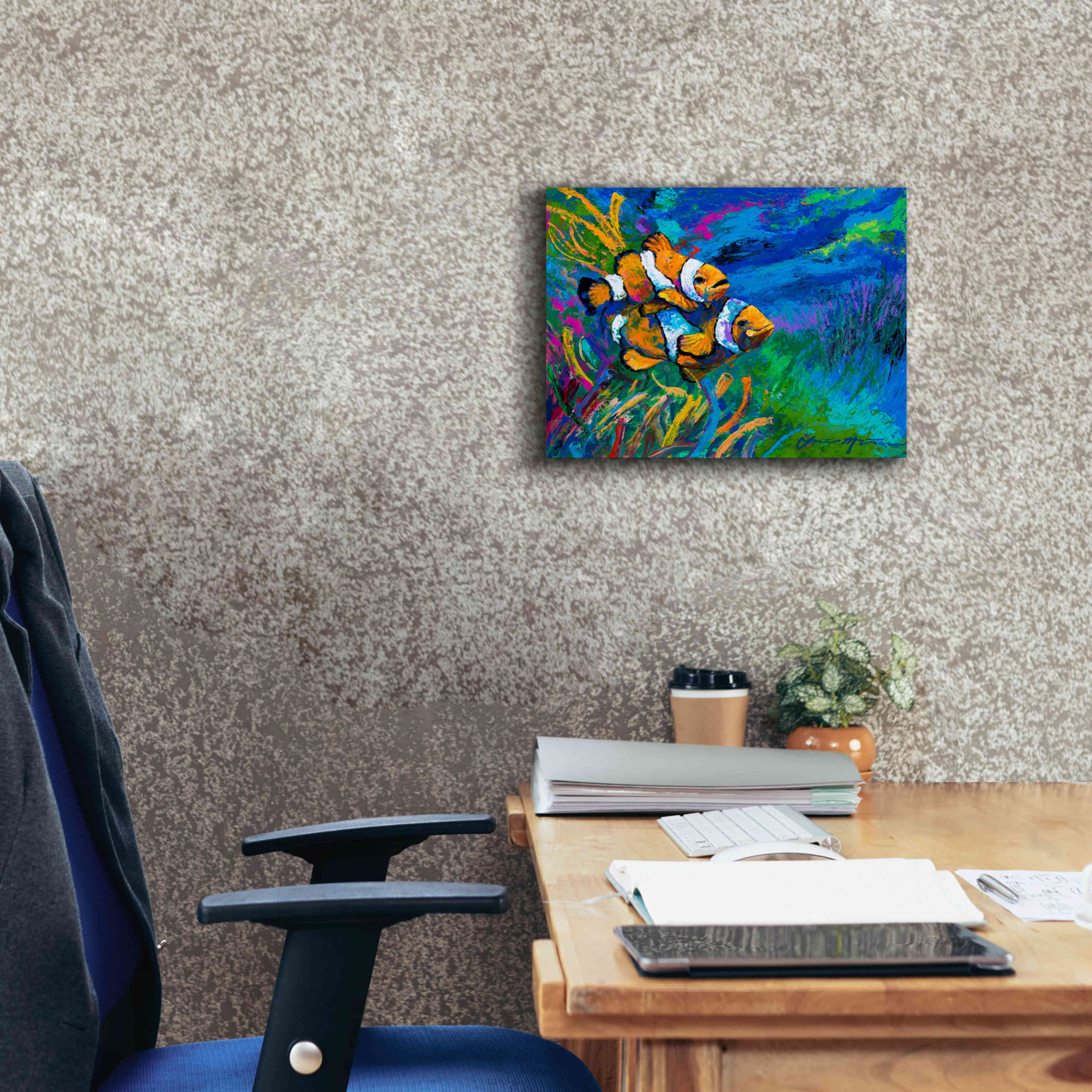 'The First Date Smiling Clownfish' by Jace D McTier, Giclee Canvas Wall Art,16 x 12
