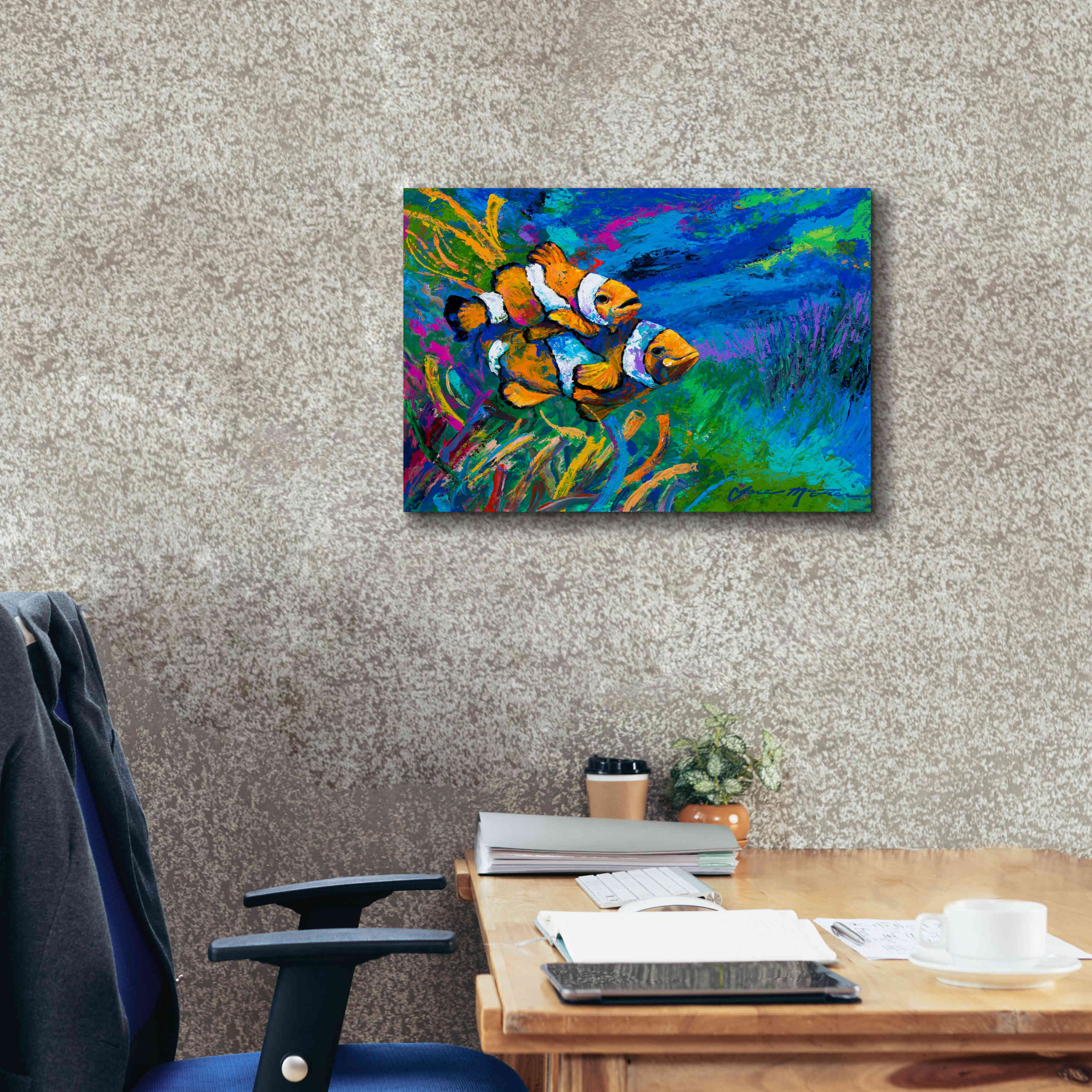 'The First Date Smiling Clownfish' by Jace D McTier, Giclee Canvas Wall Art,24 x 20