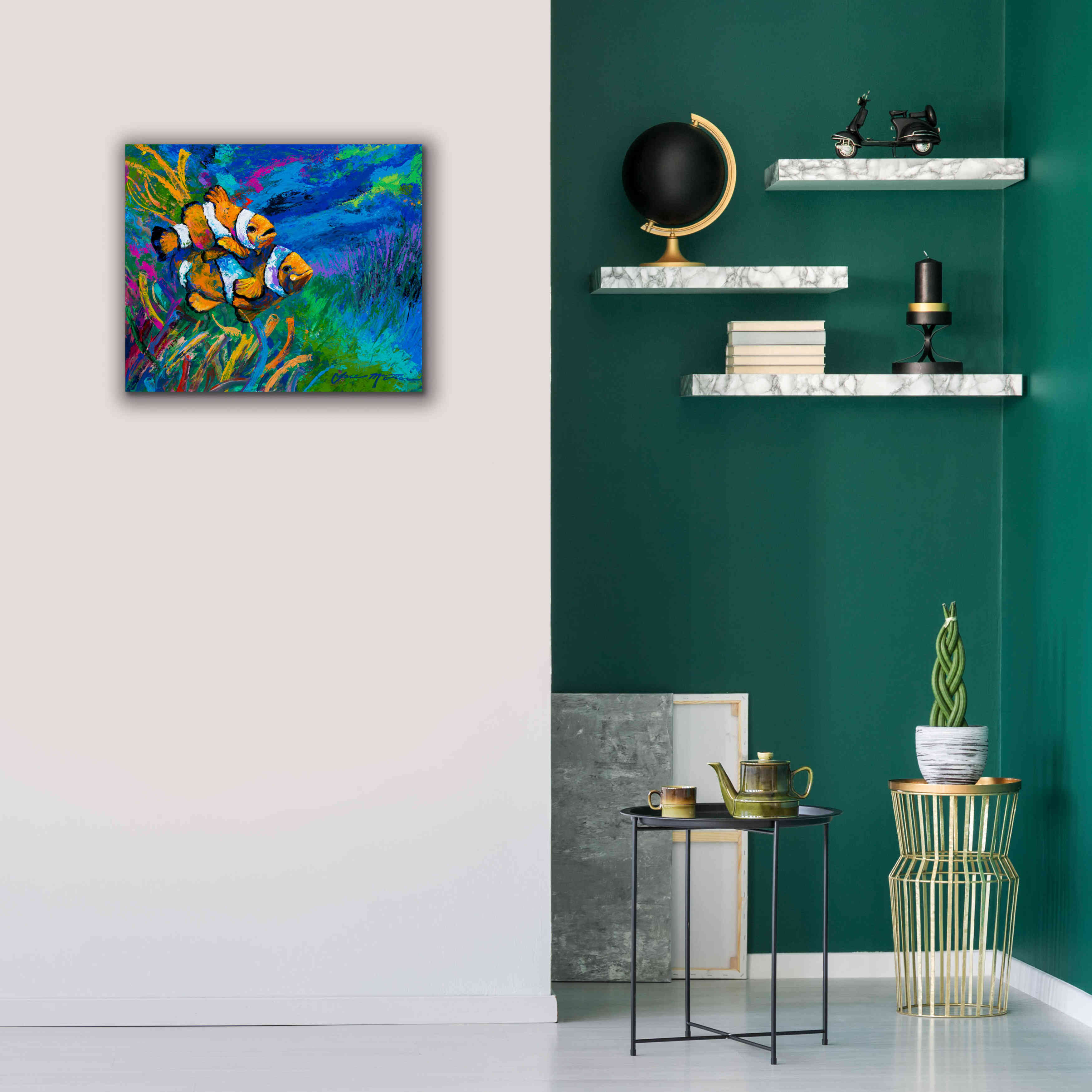 'The First Date Smiling Clownfish' by Jace D McTier, Giclee Canvas Wall Art,24 x 20