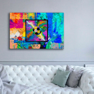 'Window into the Soccer Universe Pink and Cyan' by Jace D McTier, Giclee Canvas Wall Art,60 x 40