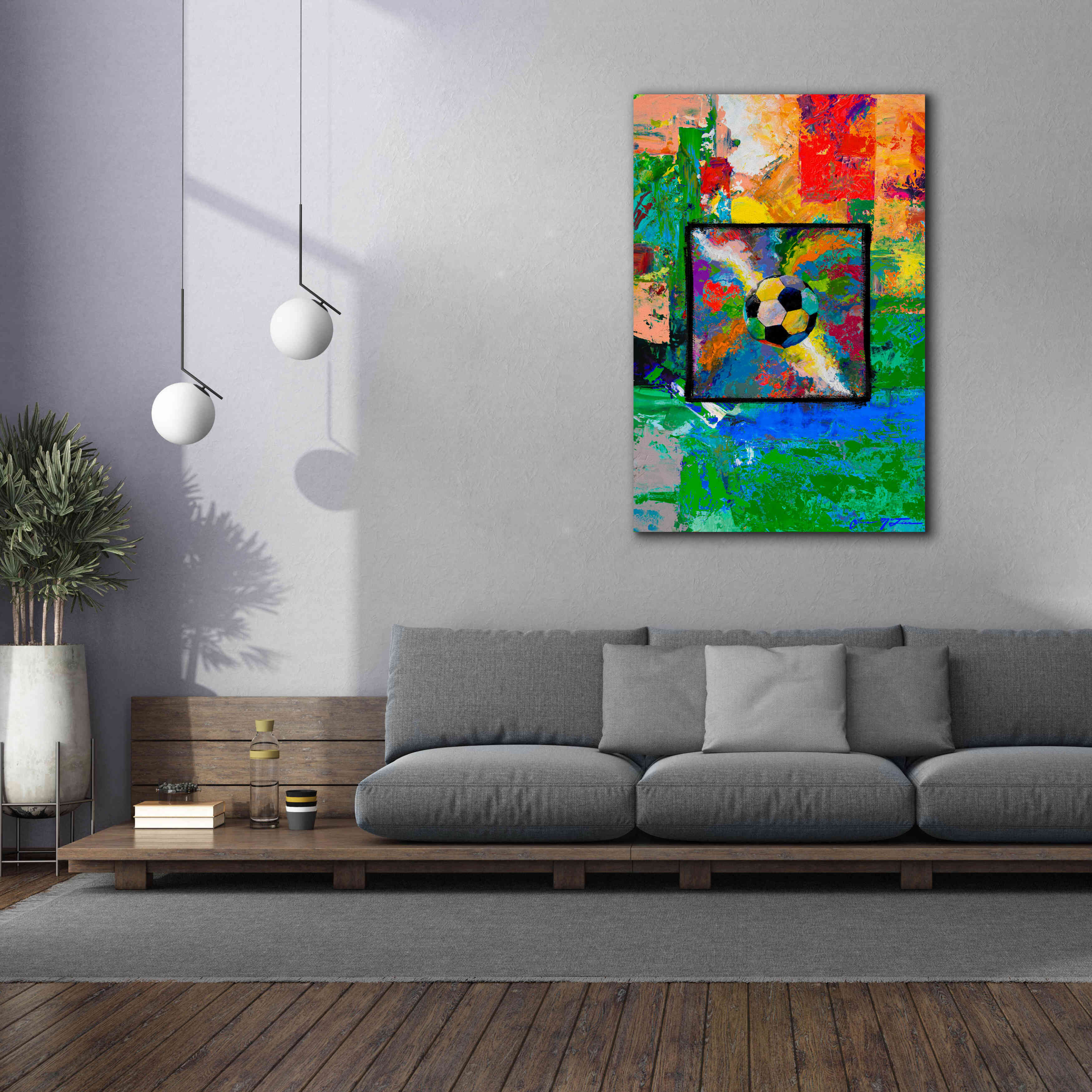 'Window into the Soccer Universe Red and Green' by Jace D McTier, Giclee Canvas Wall Art,40 x 60