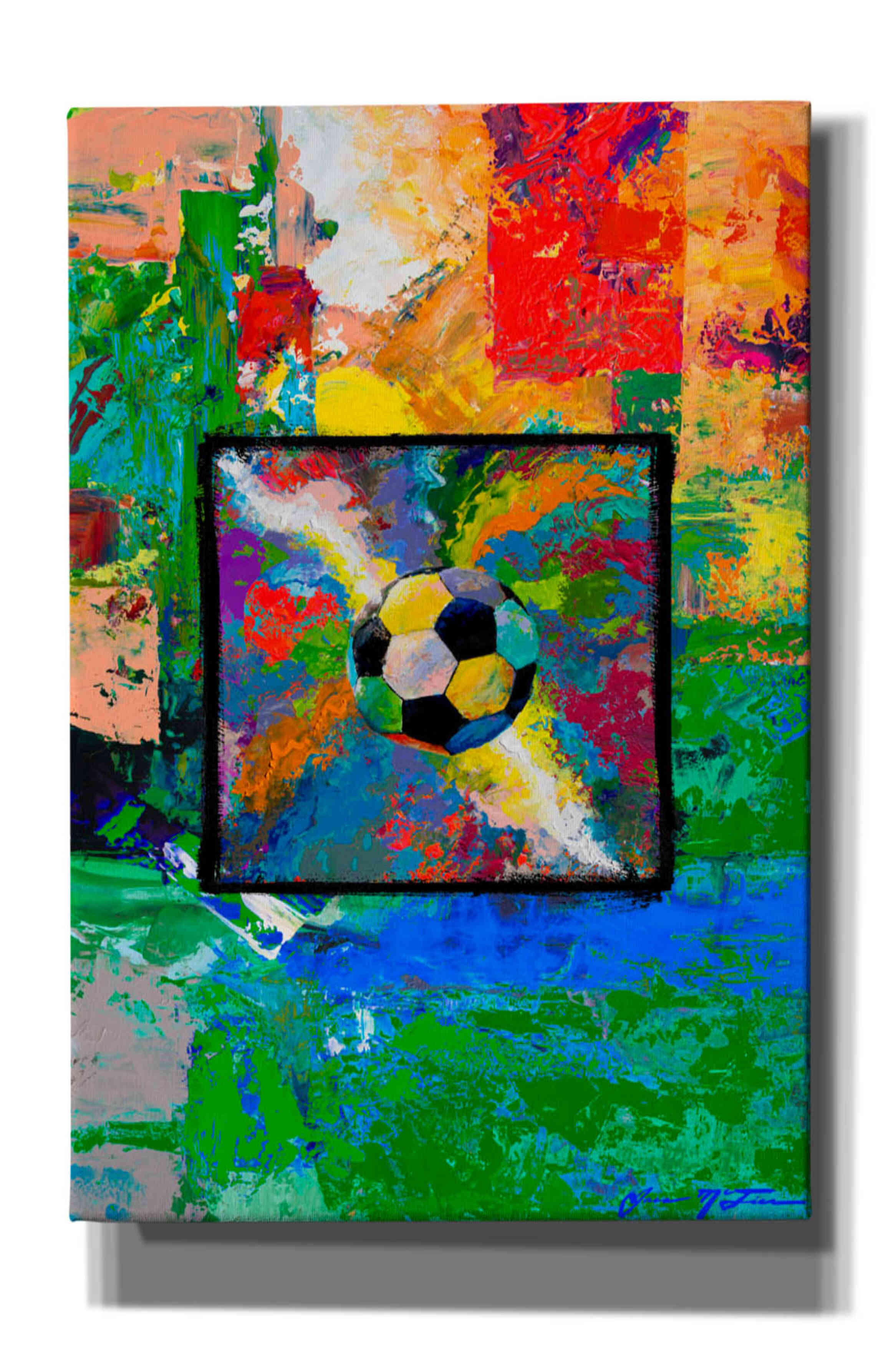 'Window into the Soccer Universe Red and Green' by Jace D McTier, Giclee Canvas Wall Art