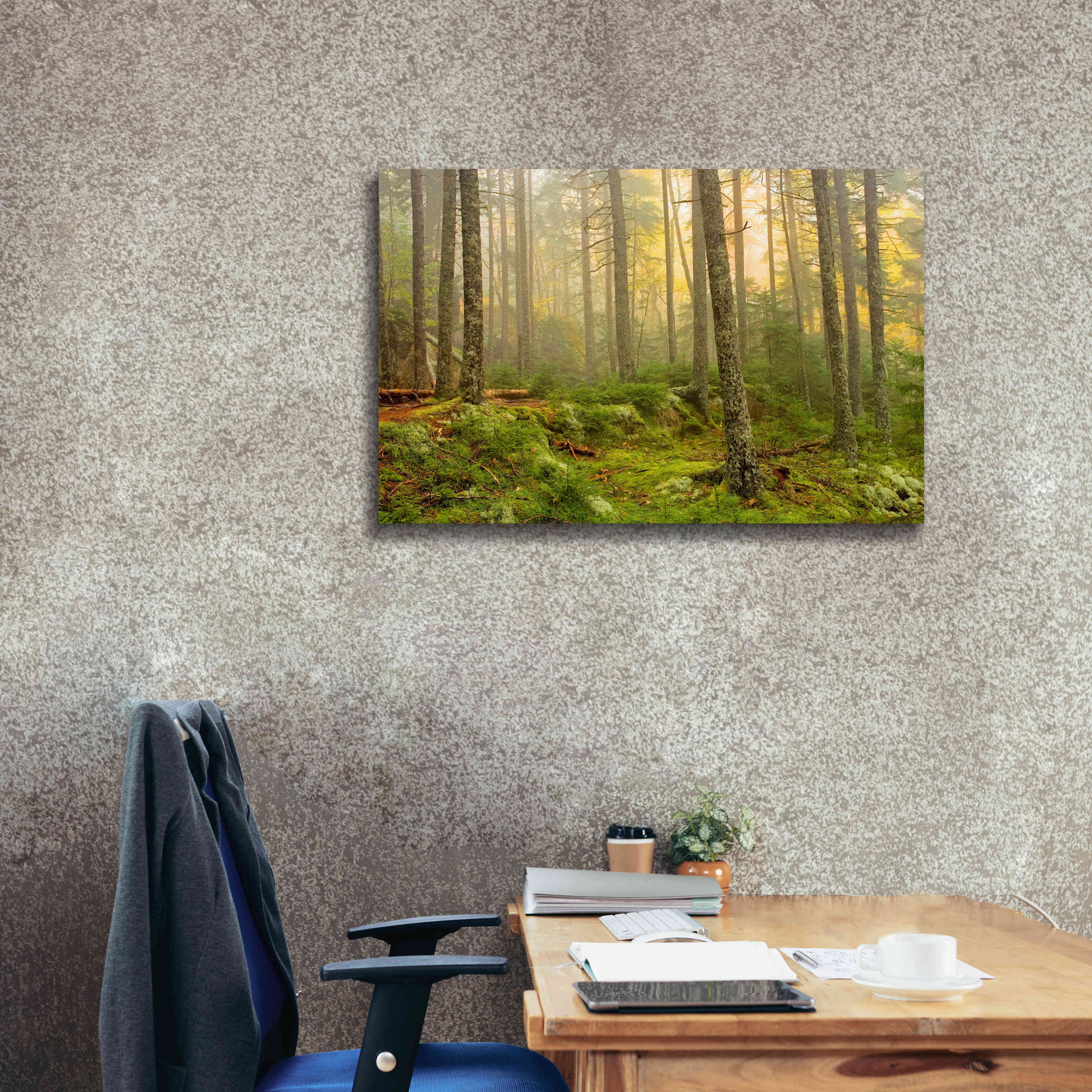 'Foggy Fire Woods' by Mike Jones, Giclee Canvas Wall Art,40 x 26