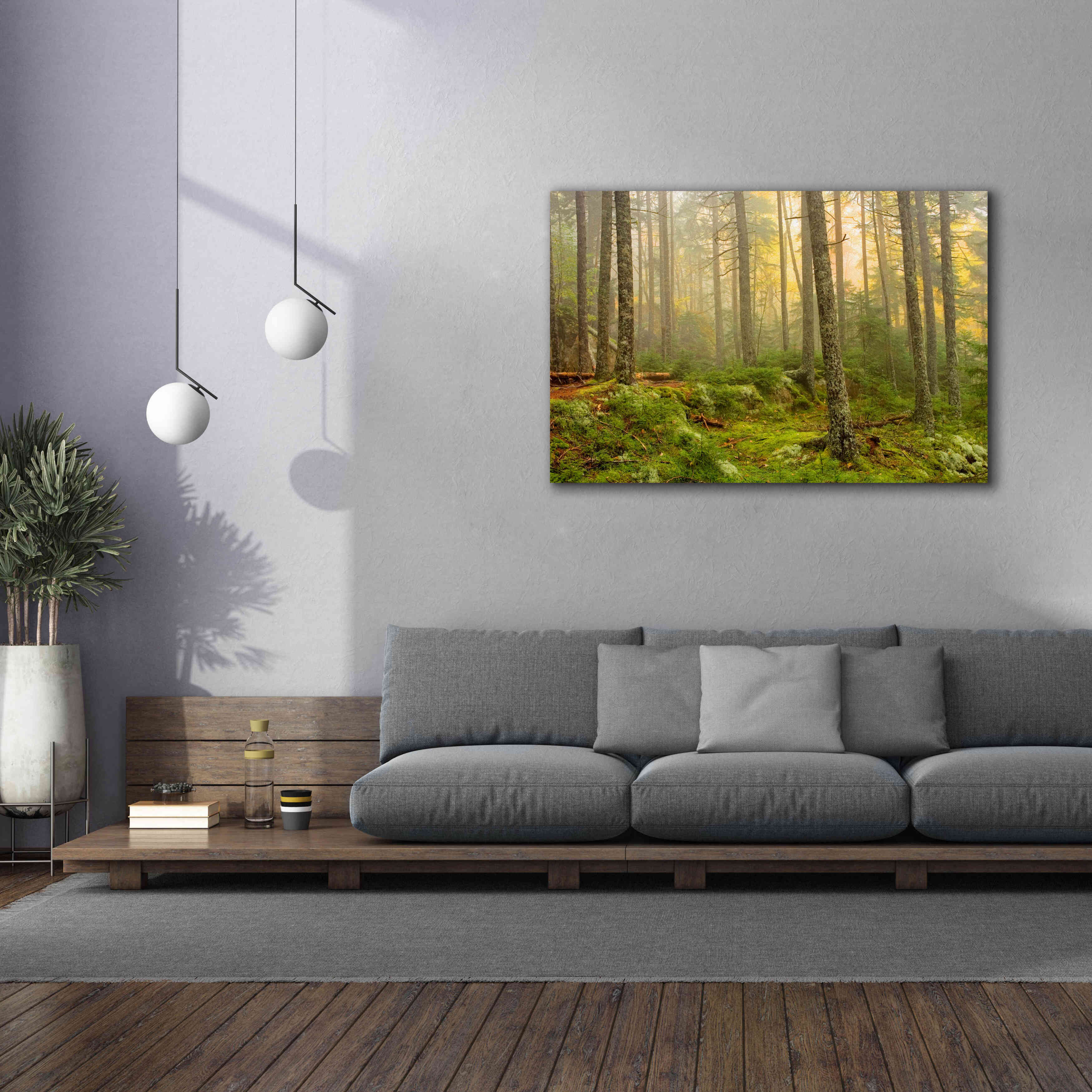 'Foggy Fire Woods' by Mike Jones, Giclee Canvas Wall Art,60 x 40