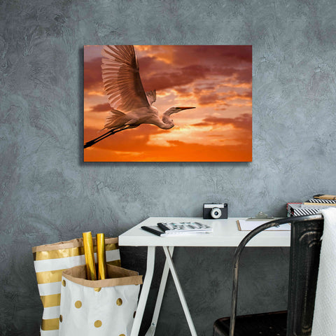 Image of 'Heron Sunset' by Mike Jones, Giclee Canvas Wall Art,26 x 18