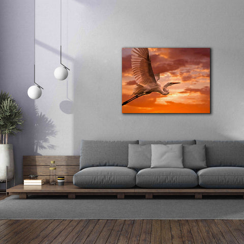 Image of 'Heron Sunset' by Mike Jones, Giclee Canvas Wall Art,54 x 40