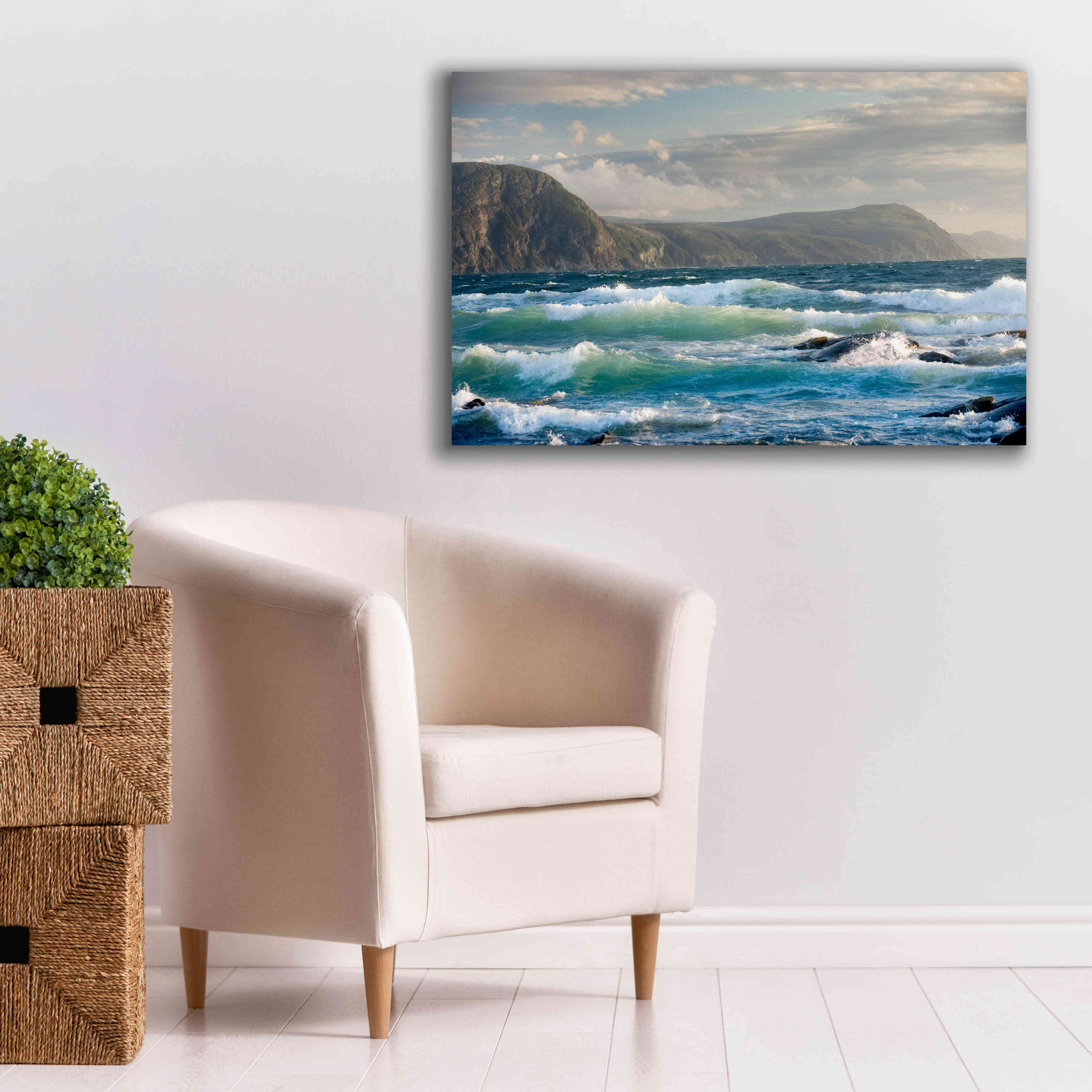 'Newfoundland Sunset Surf' by Mike Jones, Giclee Canvas Wall Art,40 x 26