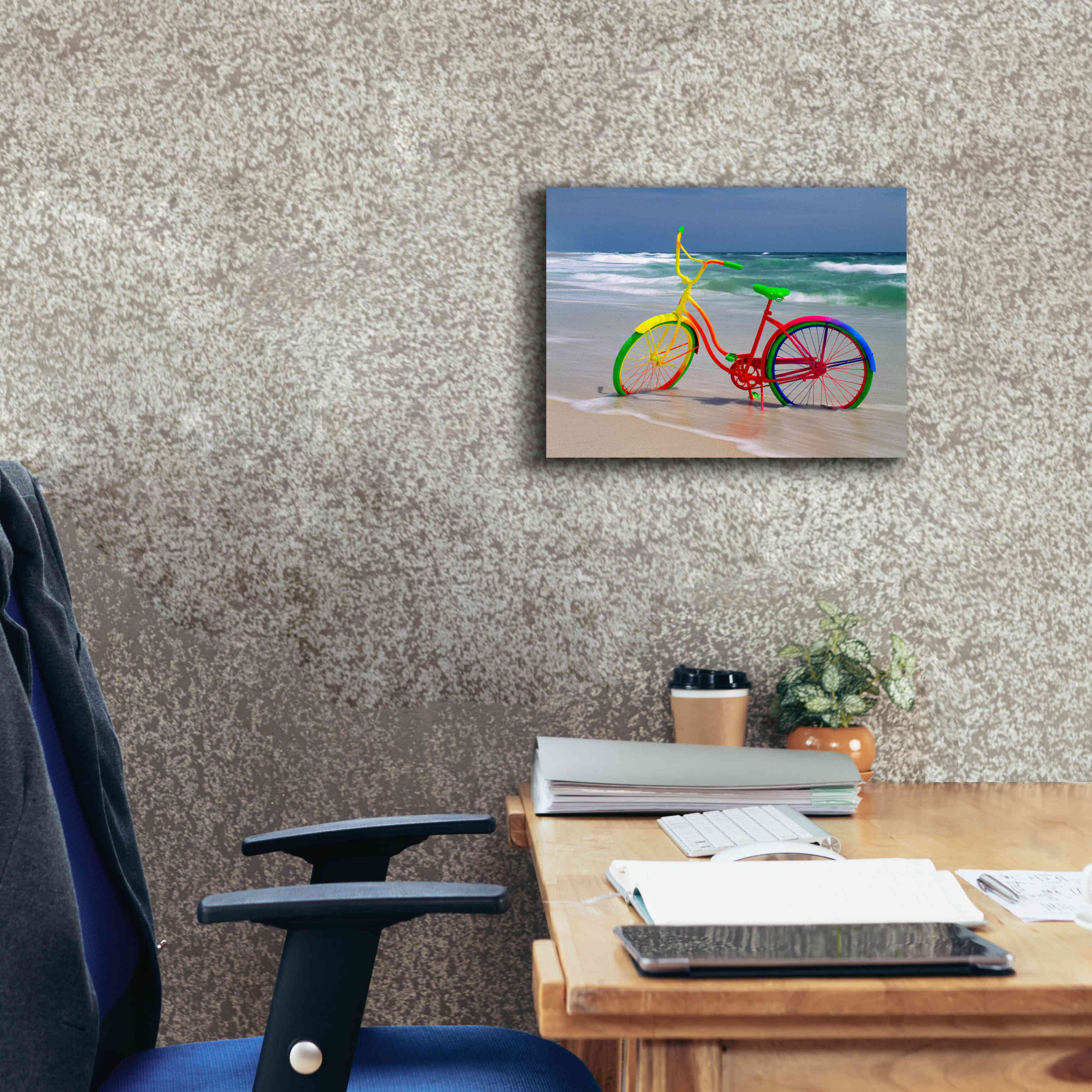 'Rainbow Bike' by Mike Jones, Giclee Canvas Wall Art,16 x 12