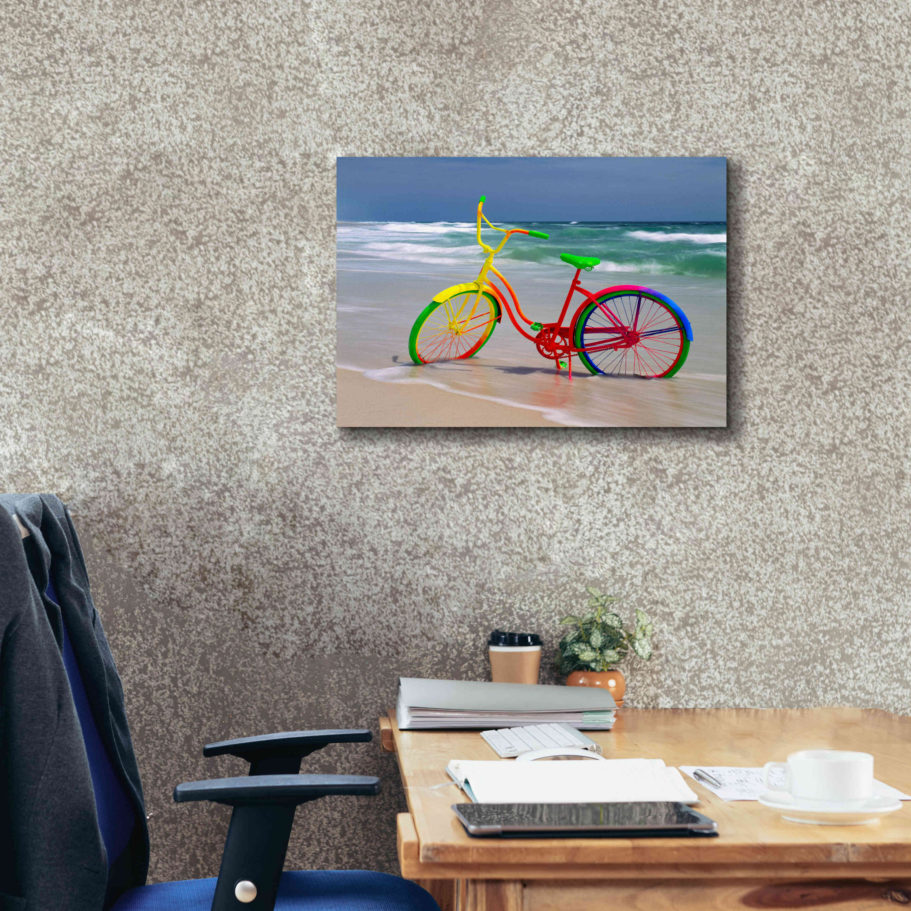 'Rainbow Bike' by Mike Jones, Giclee Canvas Wall Art,26 x 18
