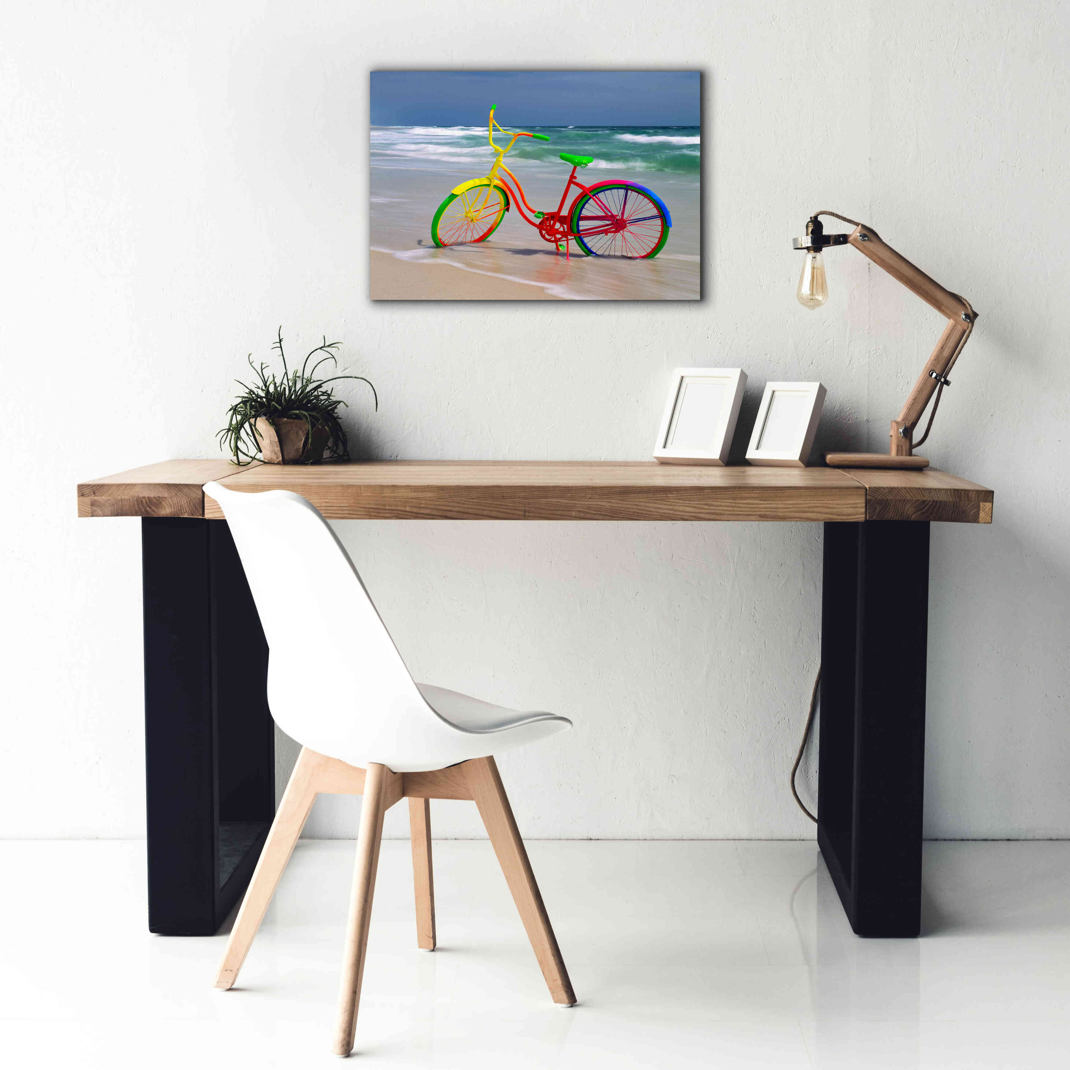 'Rainbow Bike' by Mike Jones, Giclee Canvas Wall Art,26 x 18