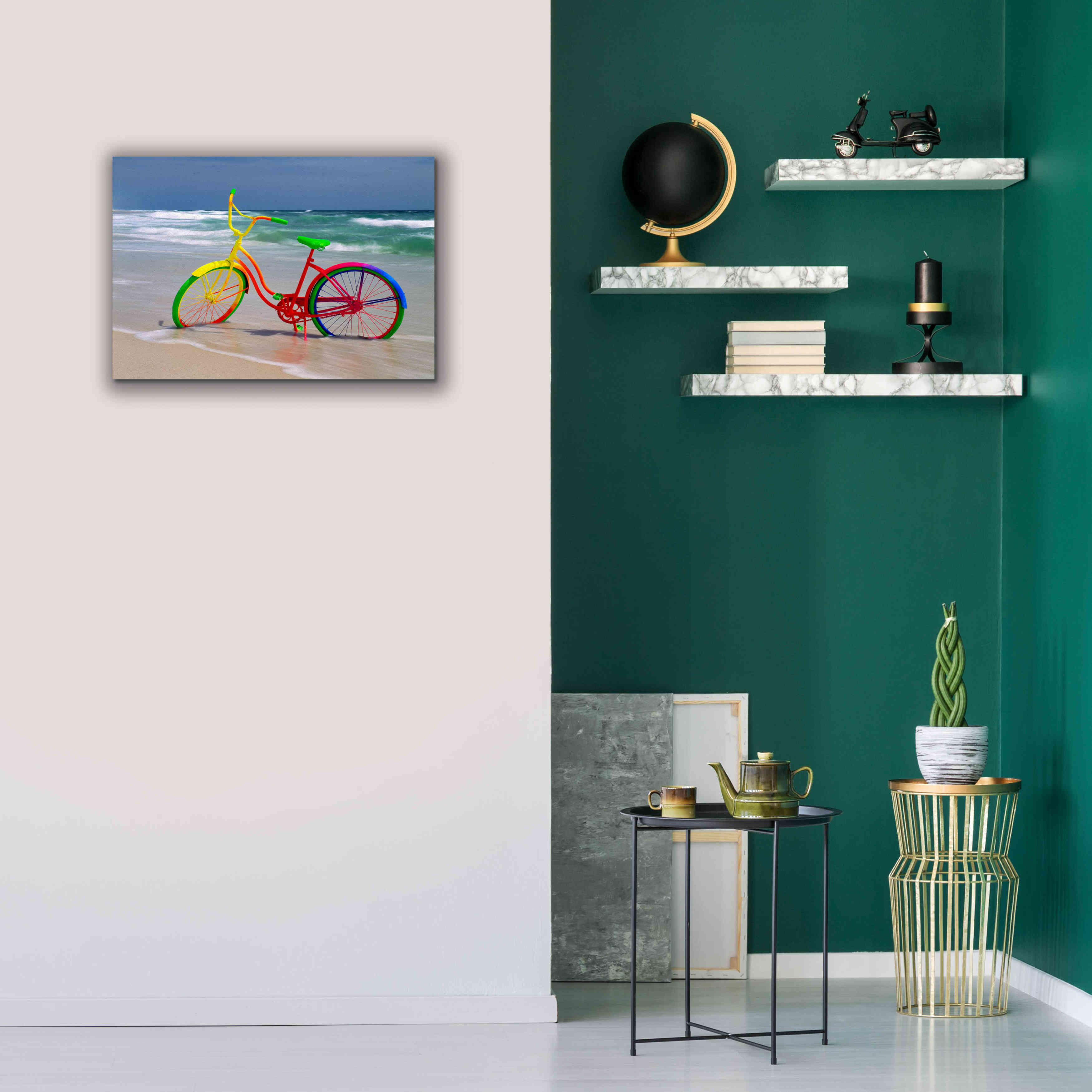 'Rainbow Bike' by Mike Jones, Giclee Canvas Wall Art,26 x 18