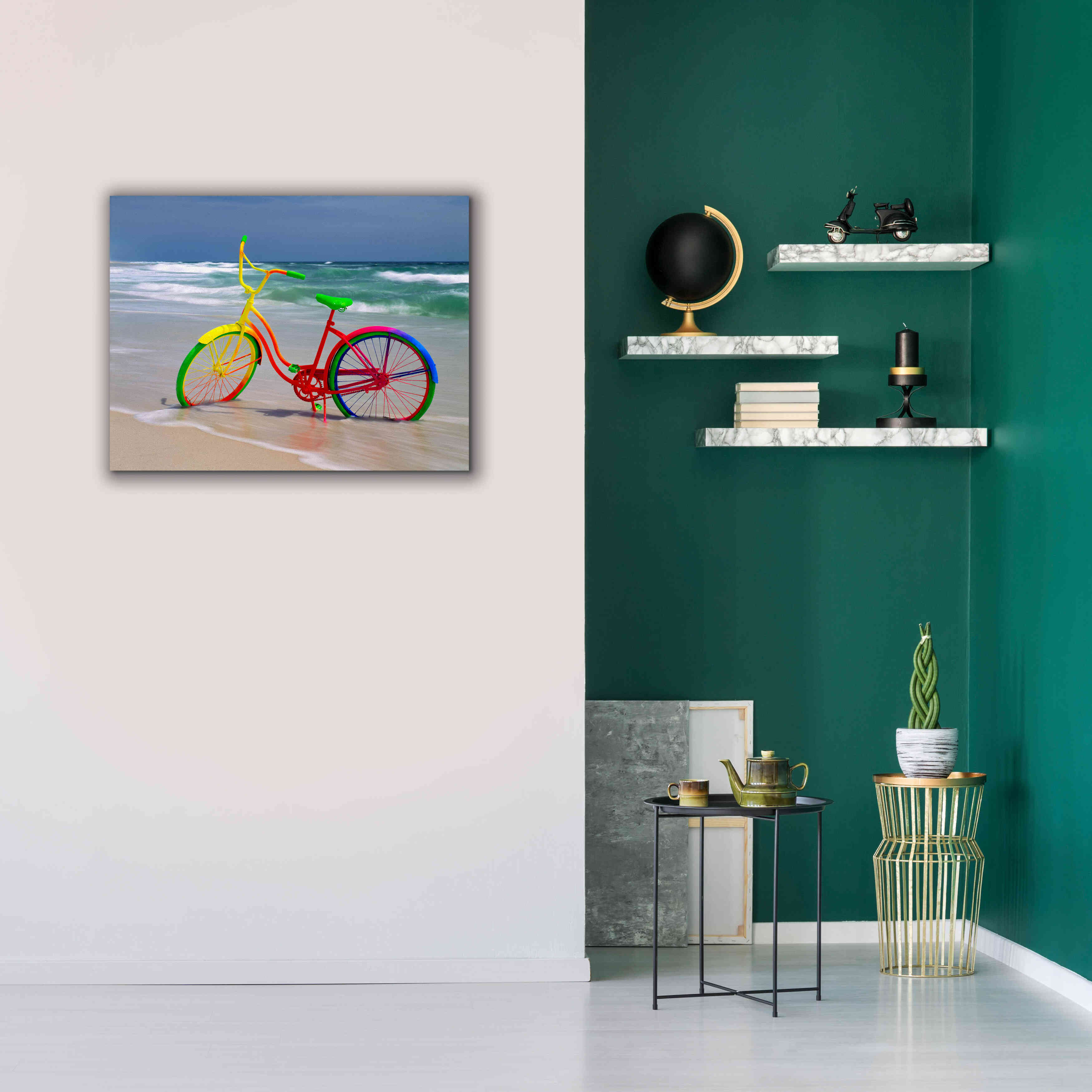 'Rainbow Bike' by Mike Jones, Giclee Canvas Wall Art,34 x 26