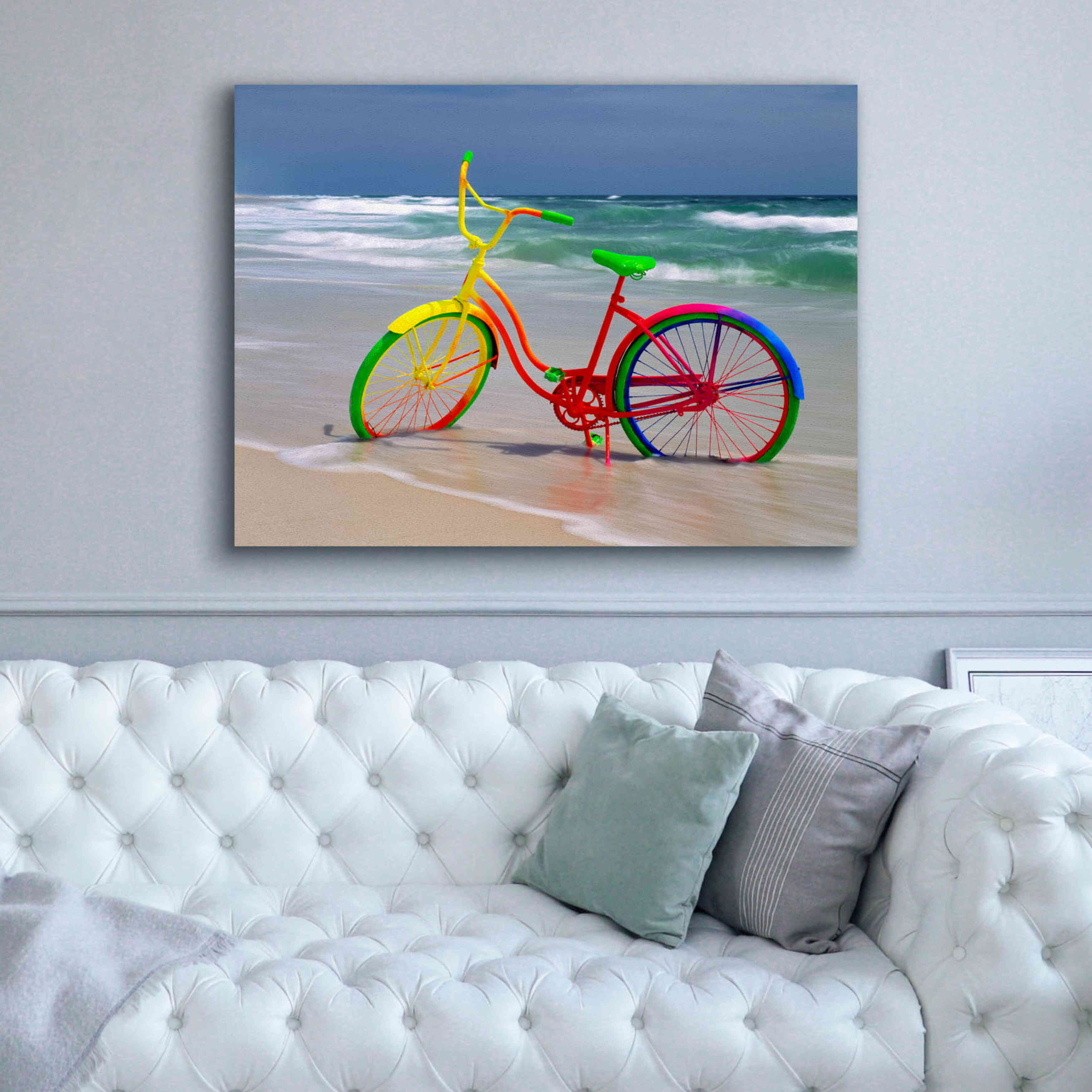 'Rainbow Bike' by Mike Jones, Giclee Canvas Wall Art,54 x 40