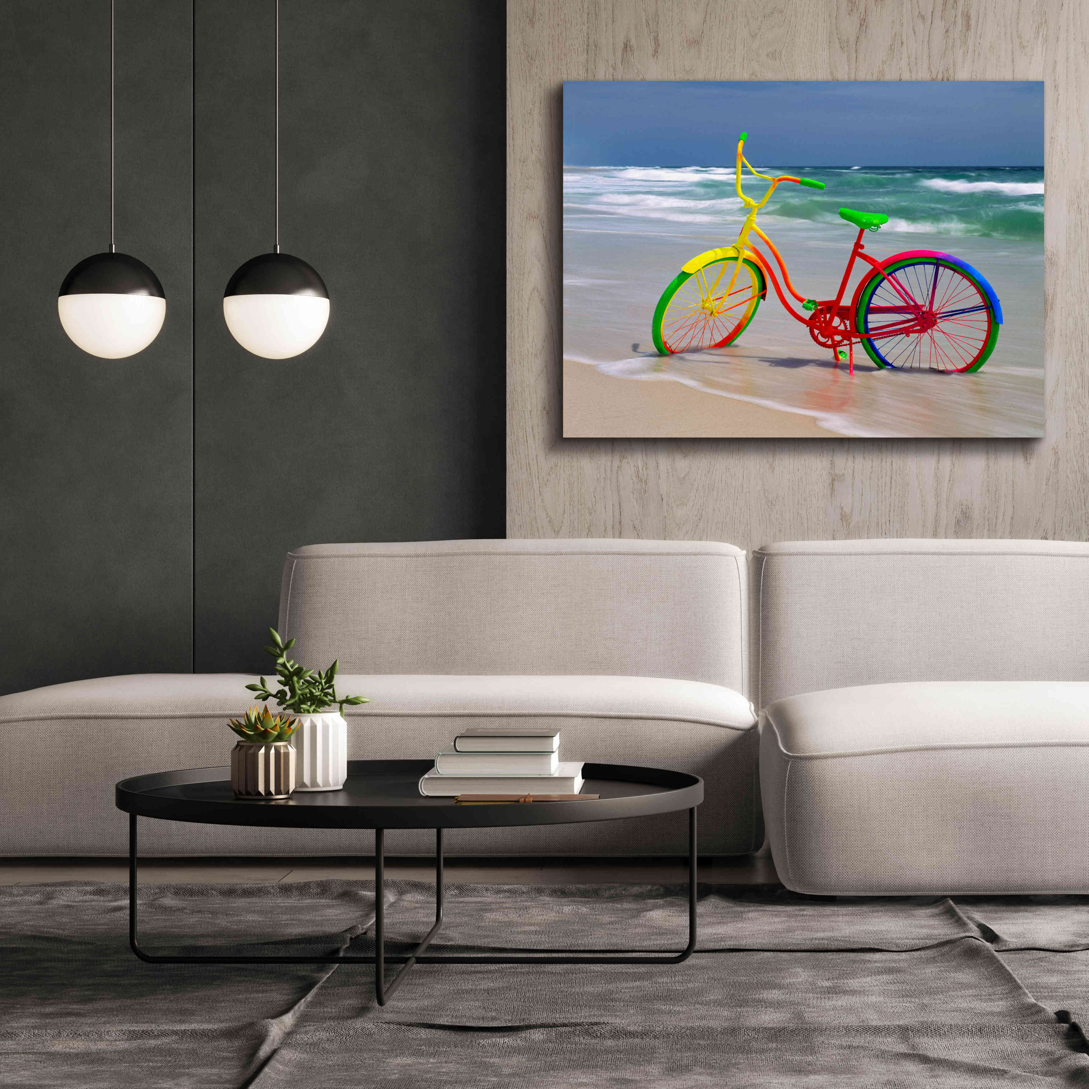'Rainbow Bike' by Mike Jones, Giclee Canvas Wall Art,54 x 40
