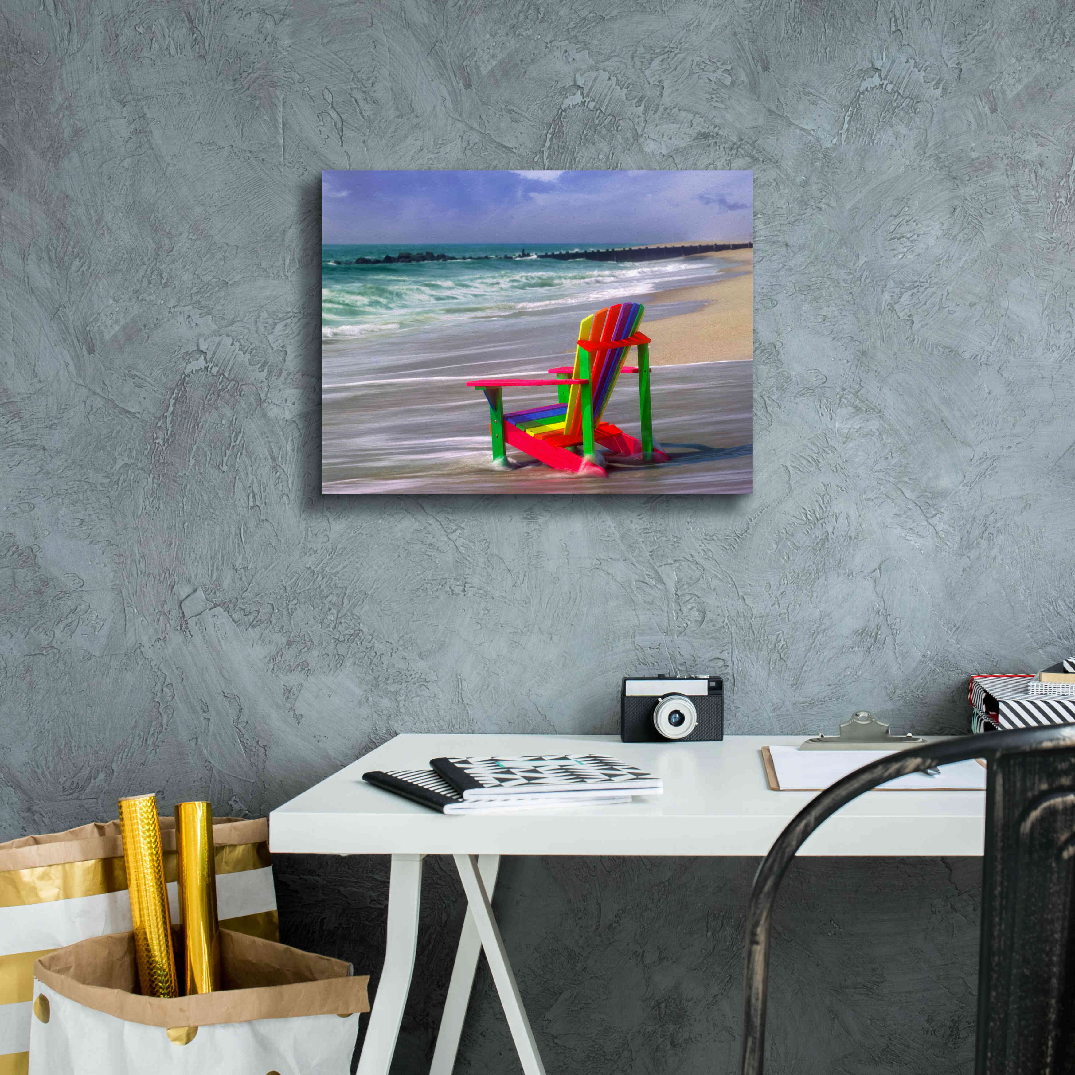 'Rainbow Chair' by Mike Jones, Giclee Canvas Wall Art,16 x 12