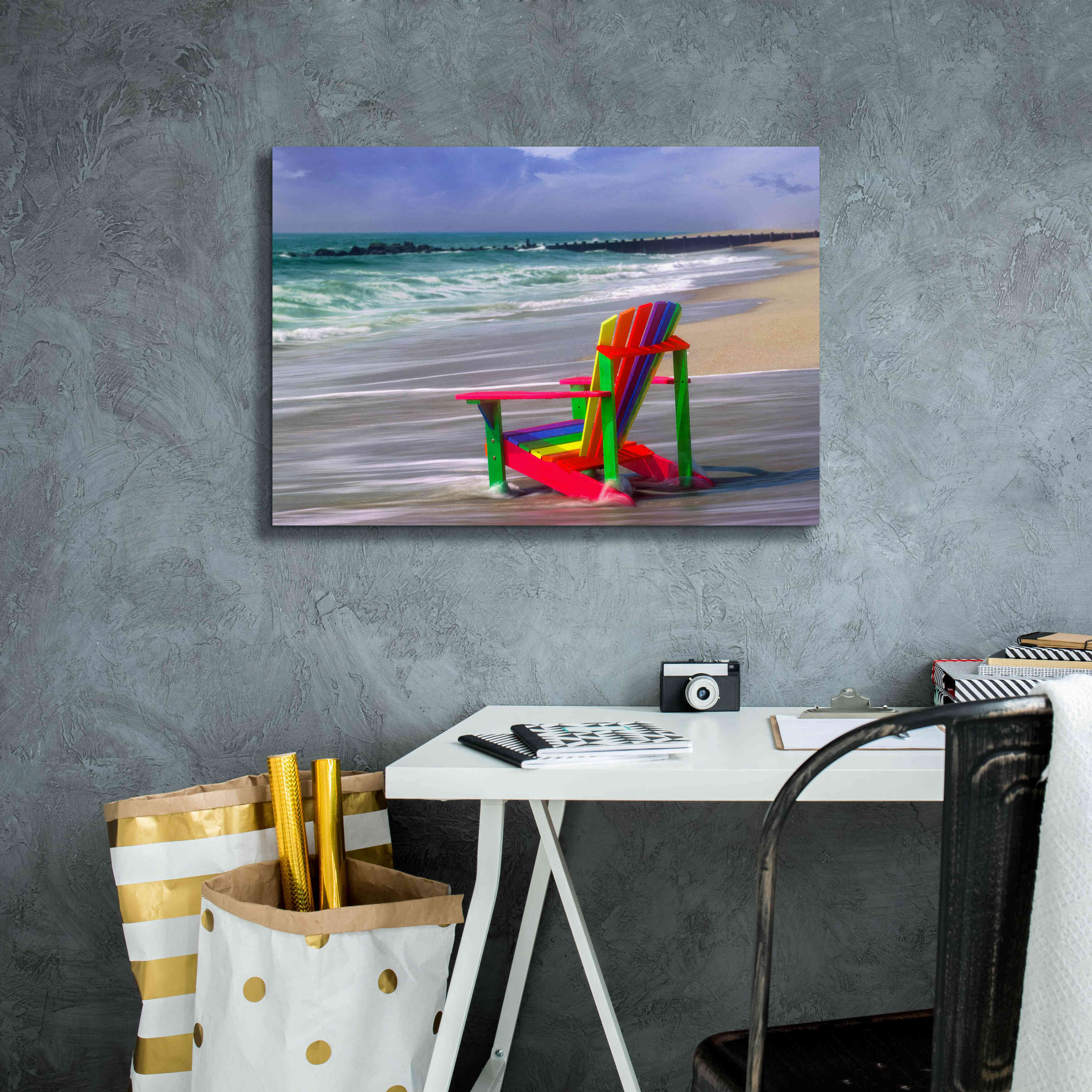 'Rainbow Chair' by Mike Jones, Giclee Canvas Wall Art,26 x 18