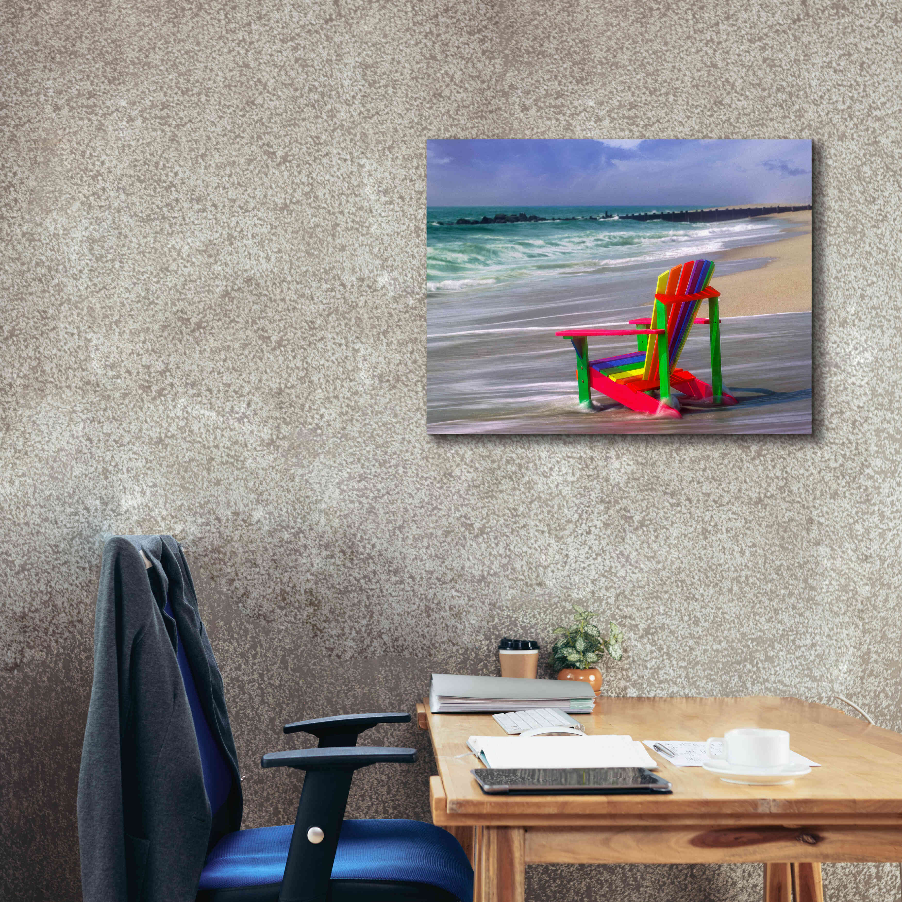 'Rainbow Chair' by Mike Jones, Giclee Canvas Wall Art,34 x 26