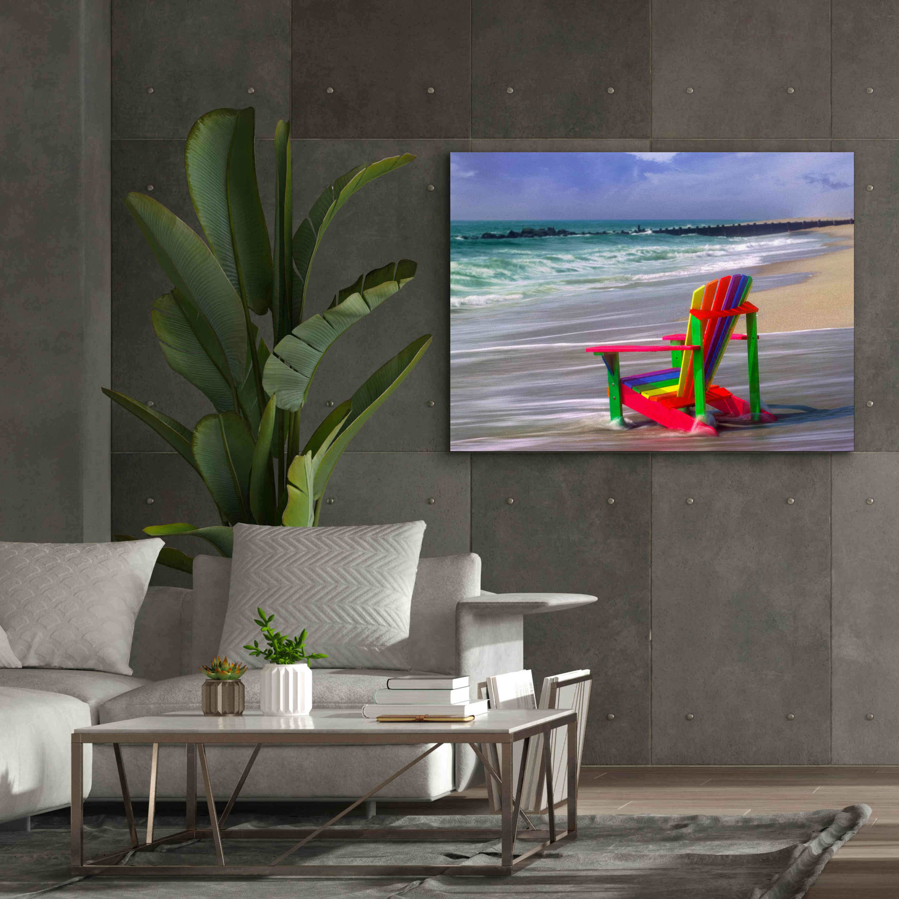 'Rainbow Chair' by Mike Jones, Giclee Canvas Wall Art,54 x 40