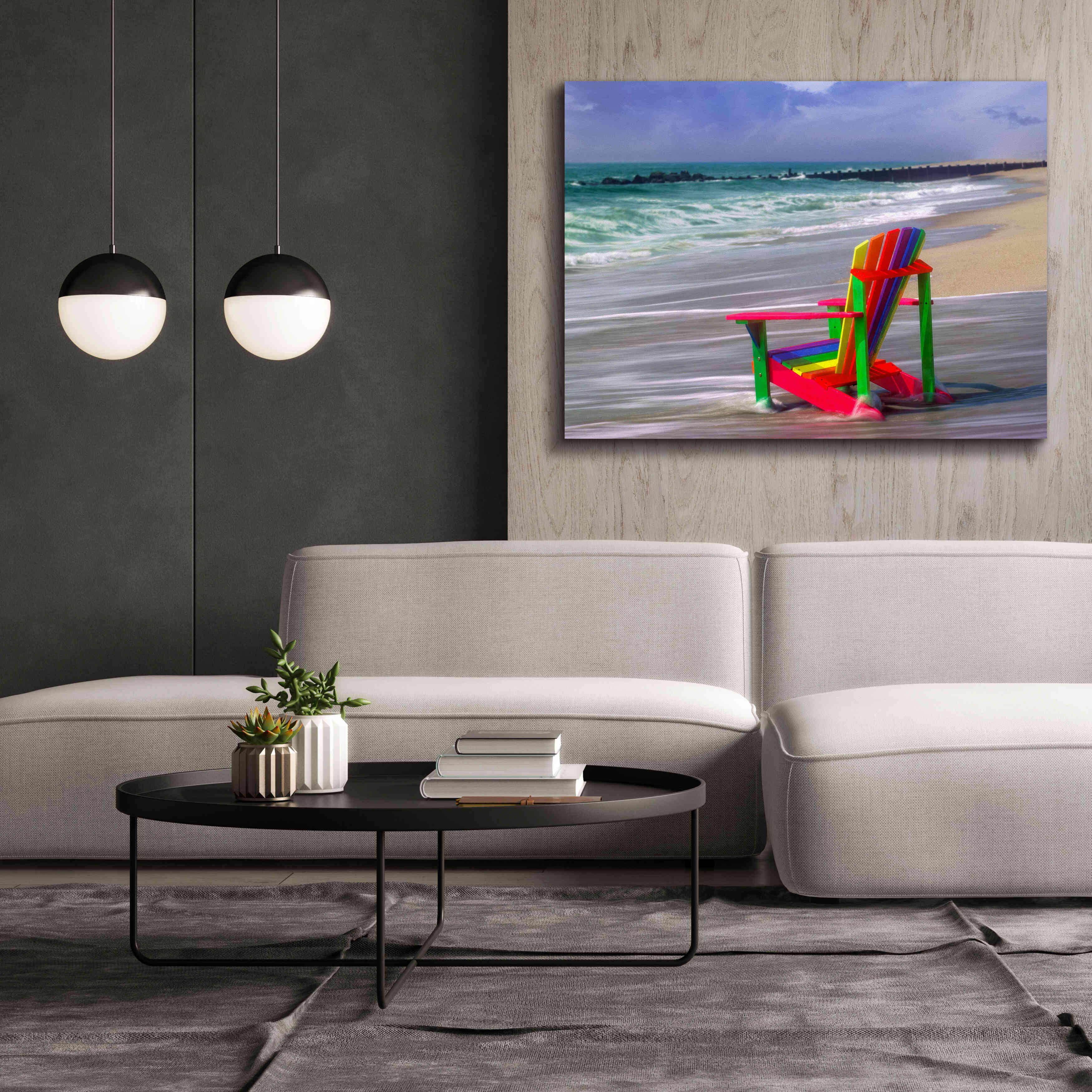 'Rainbow Chair' by Mike Jones, Giclee Canvas Wall Art,54 x 40