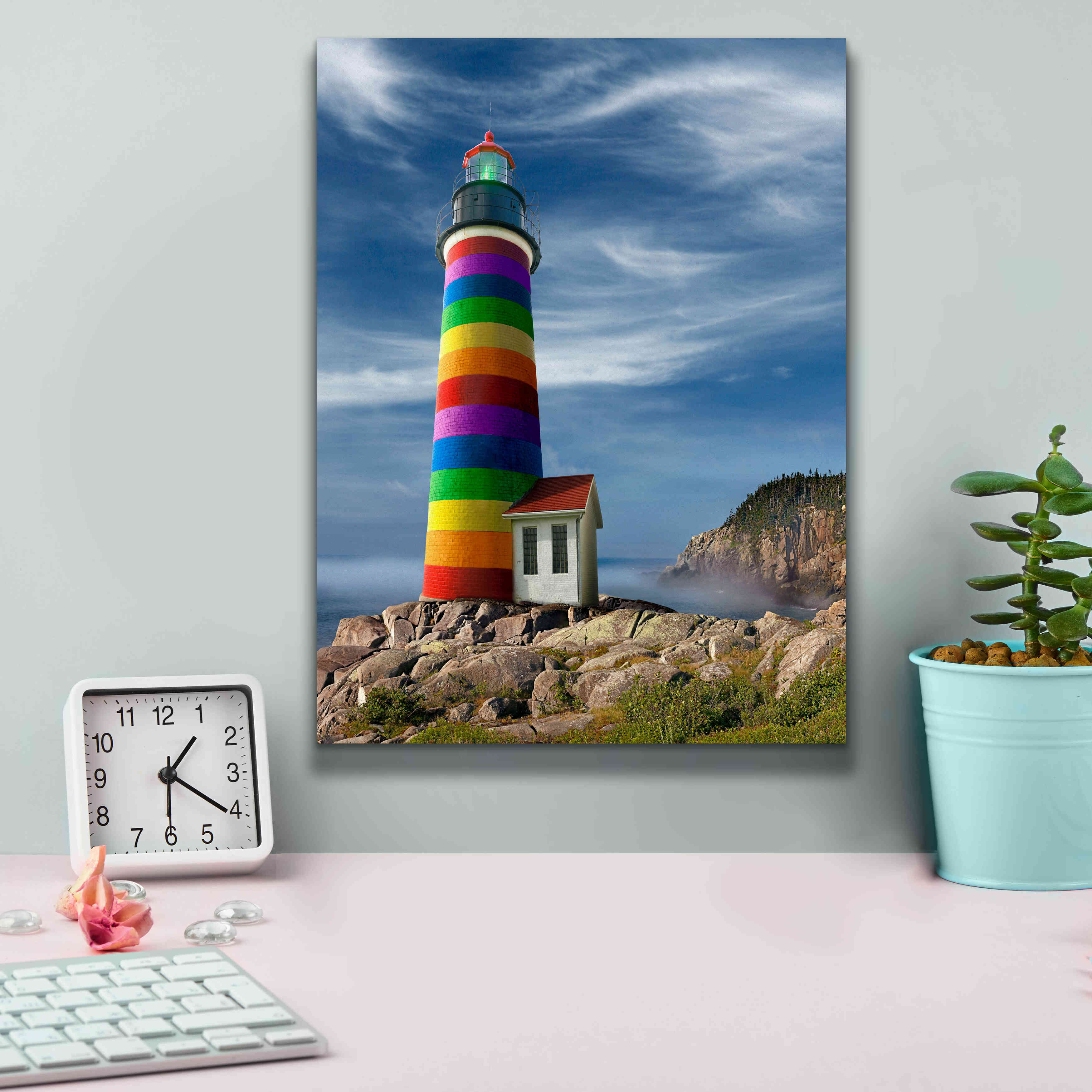 'Rainbow Lighthouse North' by Mike Jones, Giclee Canvas Wall Art,12 x 16