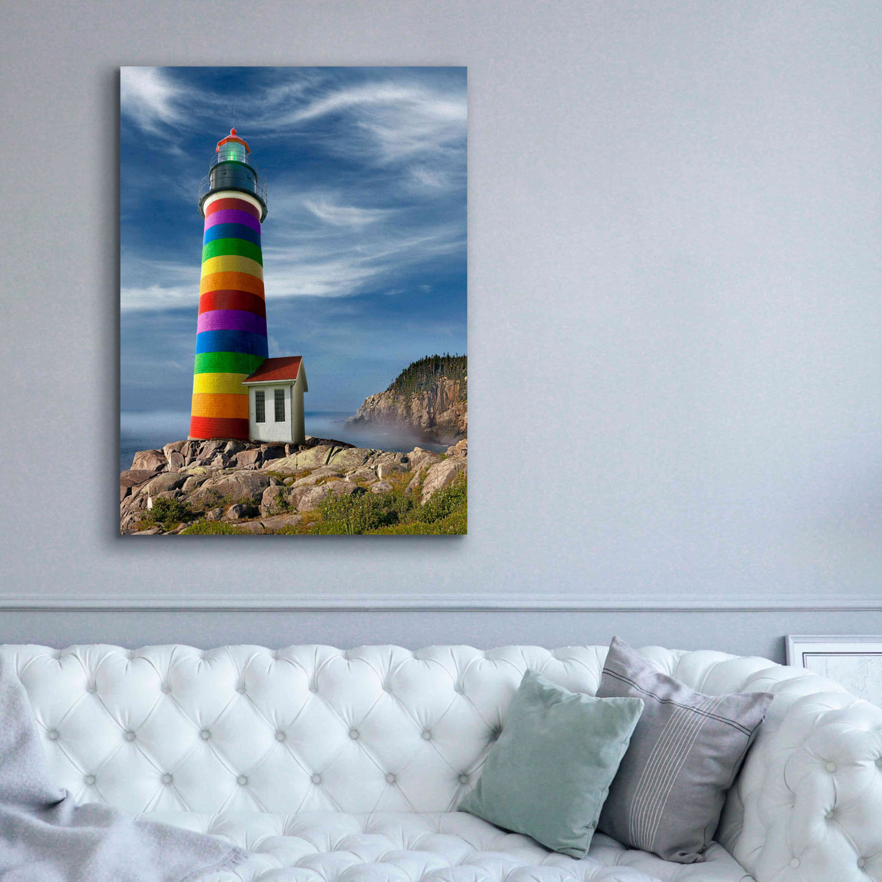 'Rainbow Lighthouse North' by Mike Jones, Giclee Canvas Wall Art,40 x 54