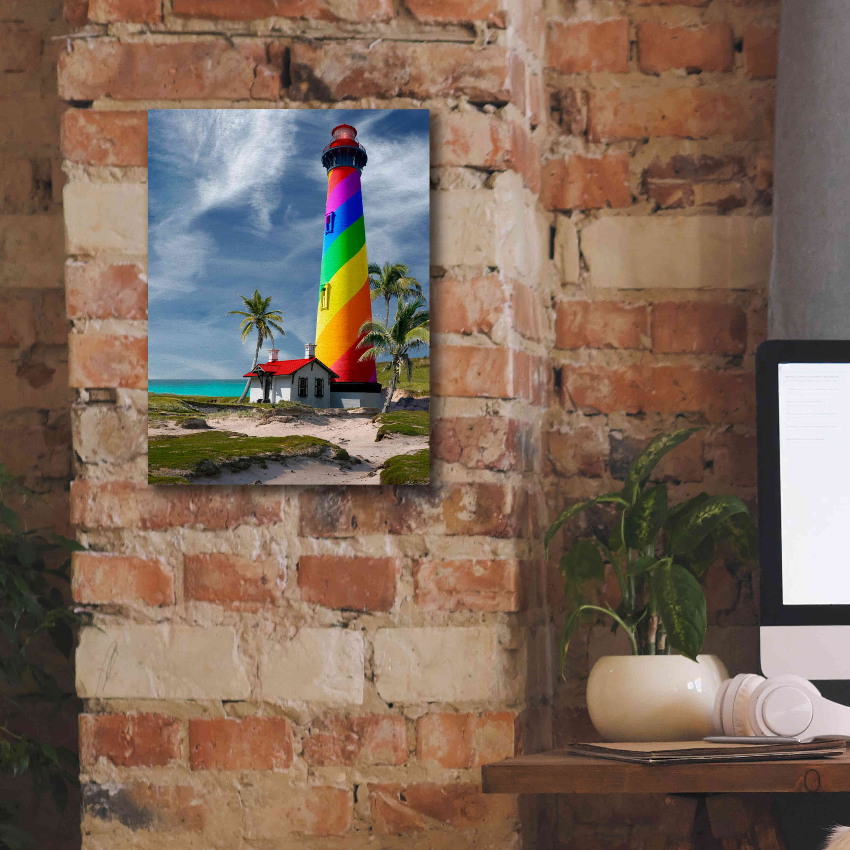 'Rainbow Lighthouse South' by Mike Jones, Giclee Canvas Wall Art,12 x 16