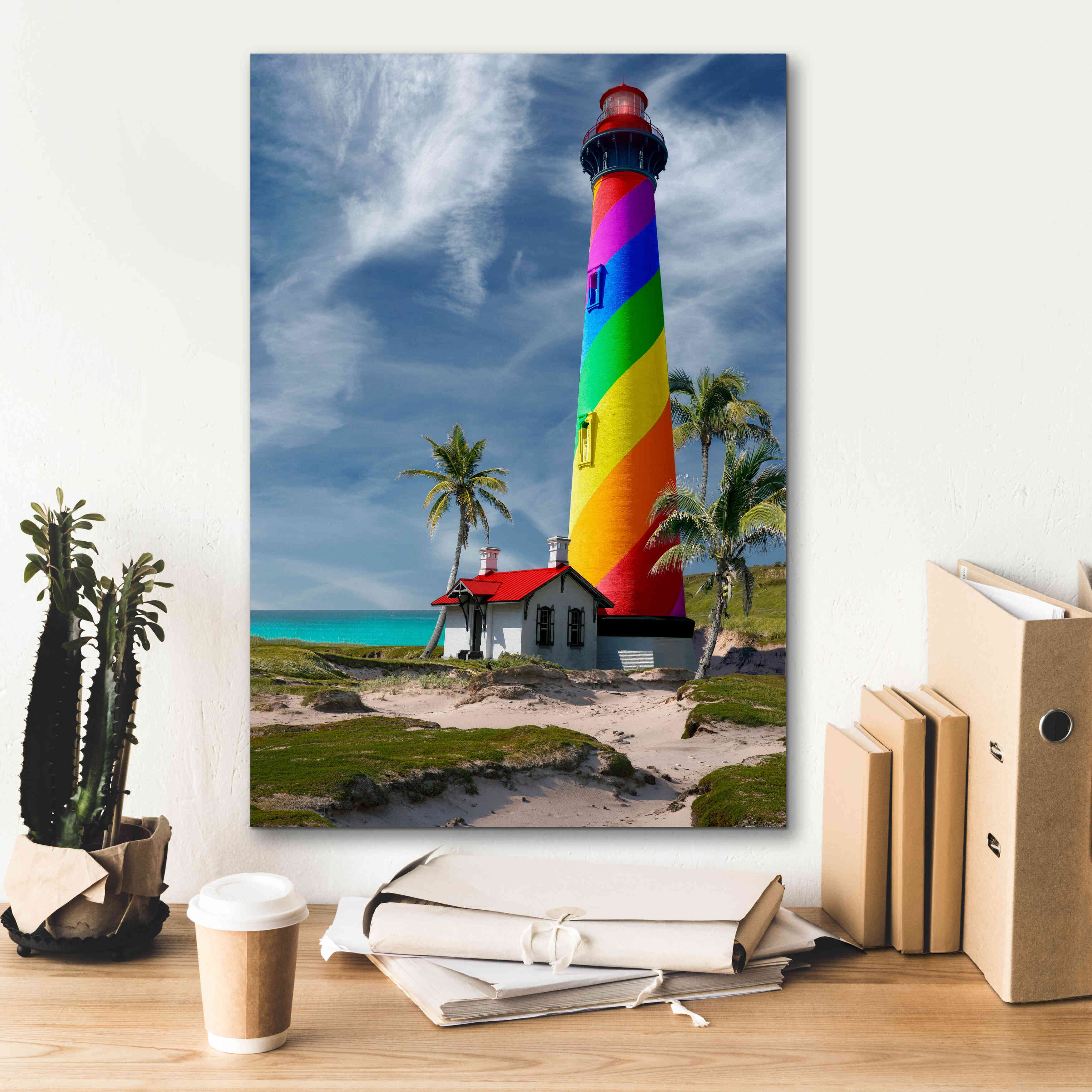 'Rainbow Lighthouse South' by Mike Jones, Giclee Canvas Wall Art,18 x 26