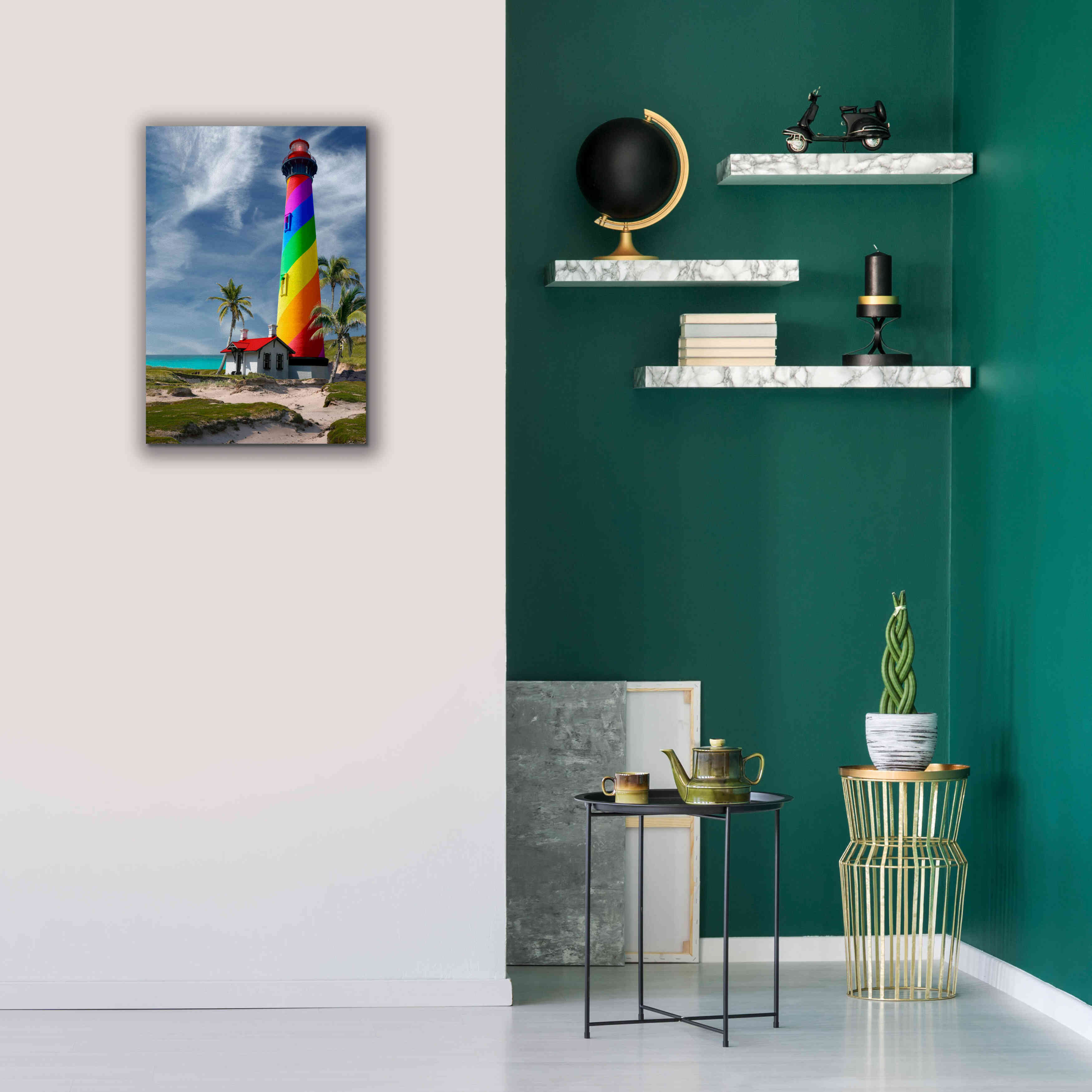 'Rainbow Lighthouse South' by Mike Jones, Giclee Canvas Wall Art,18 x 26