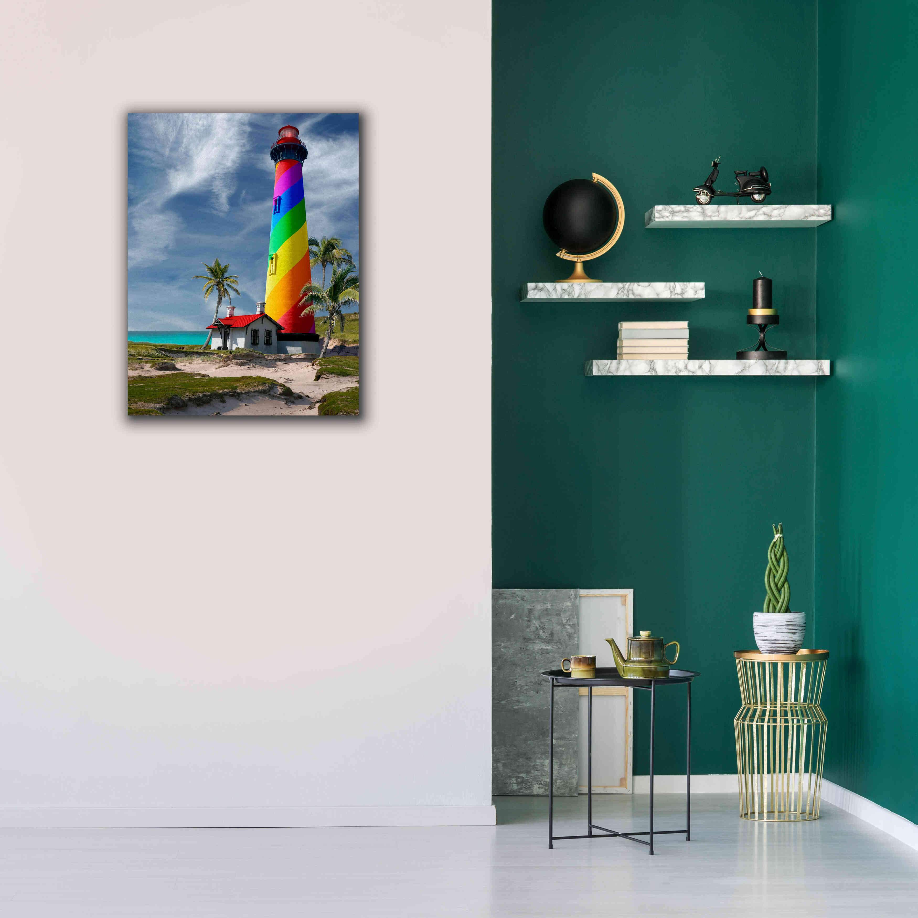 'Rainbow Lighthouse South' by Mike Jones, Giclee Canvas Wall Art,26 x 34