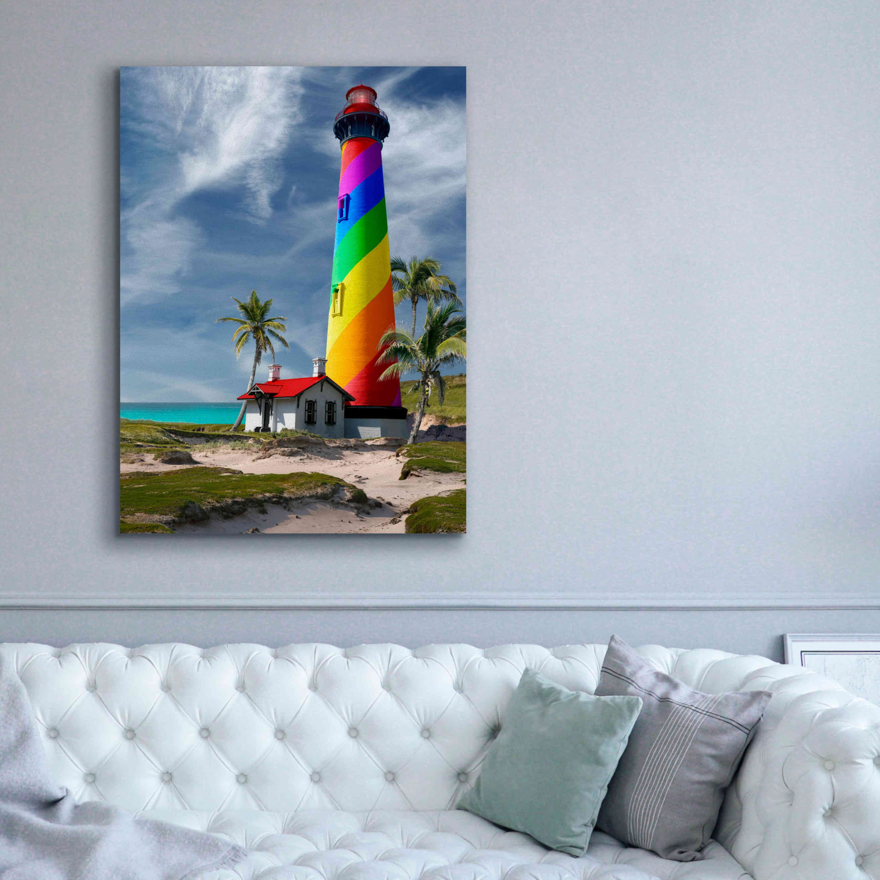 'Rainbow Lighthouse South' by Mike Jones, Giclee Canvas Wall Art,40 x 54