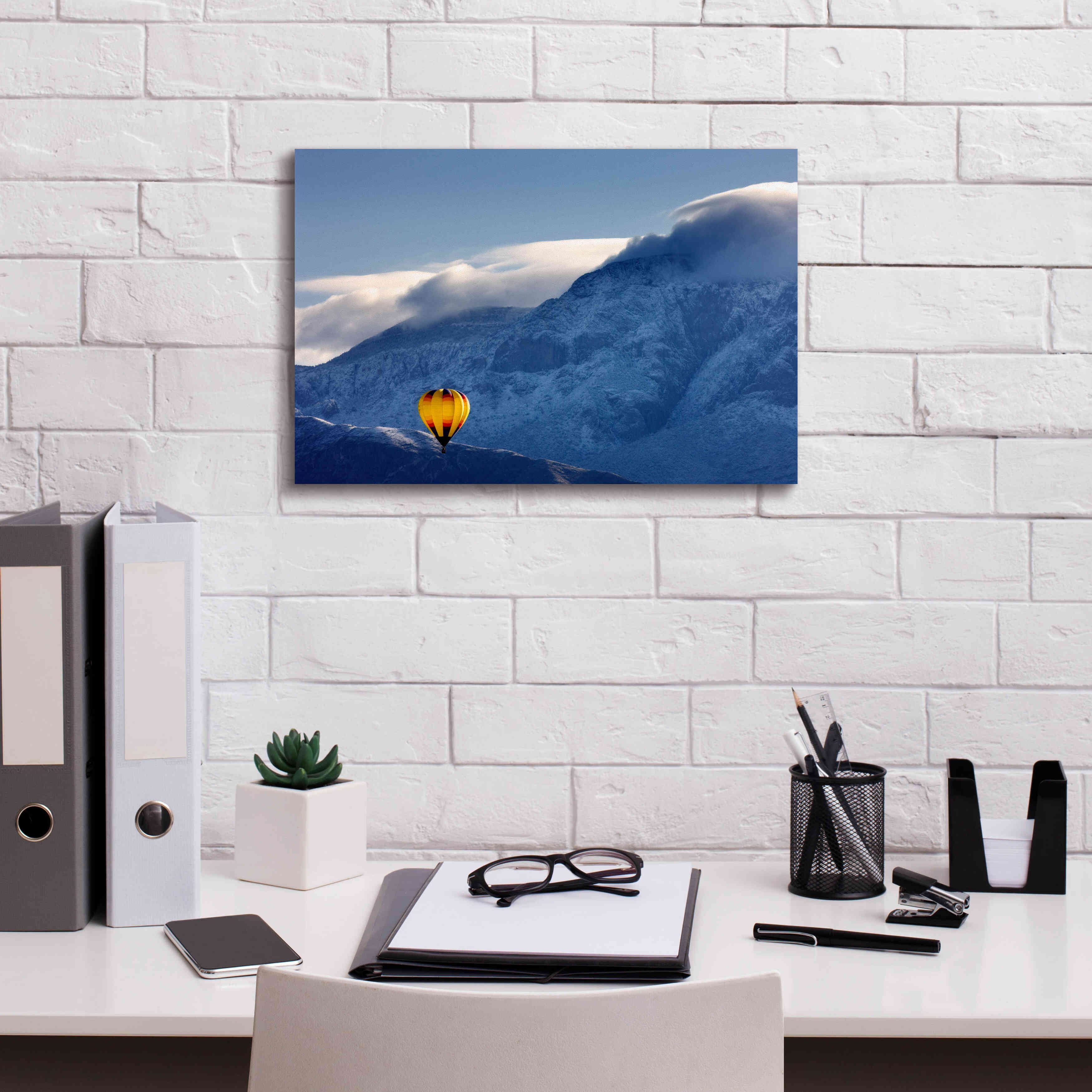 'Balloon Fiesta Snow' by Mike Jones, Giclee Canvas Wall Art,18 x 12