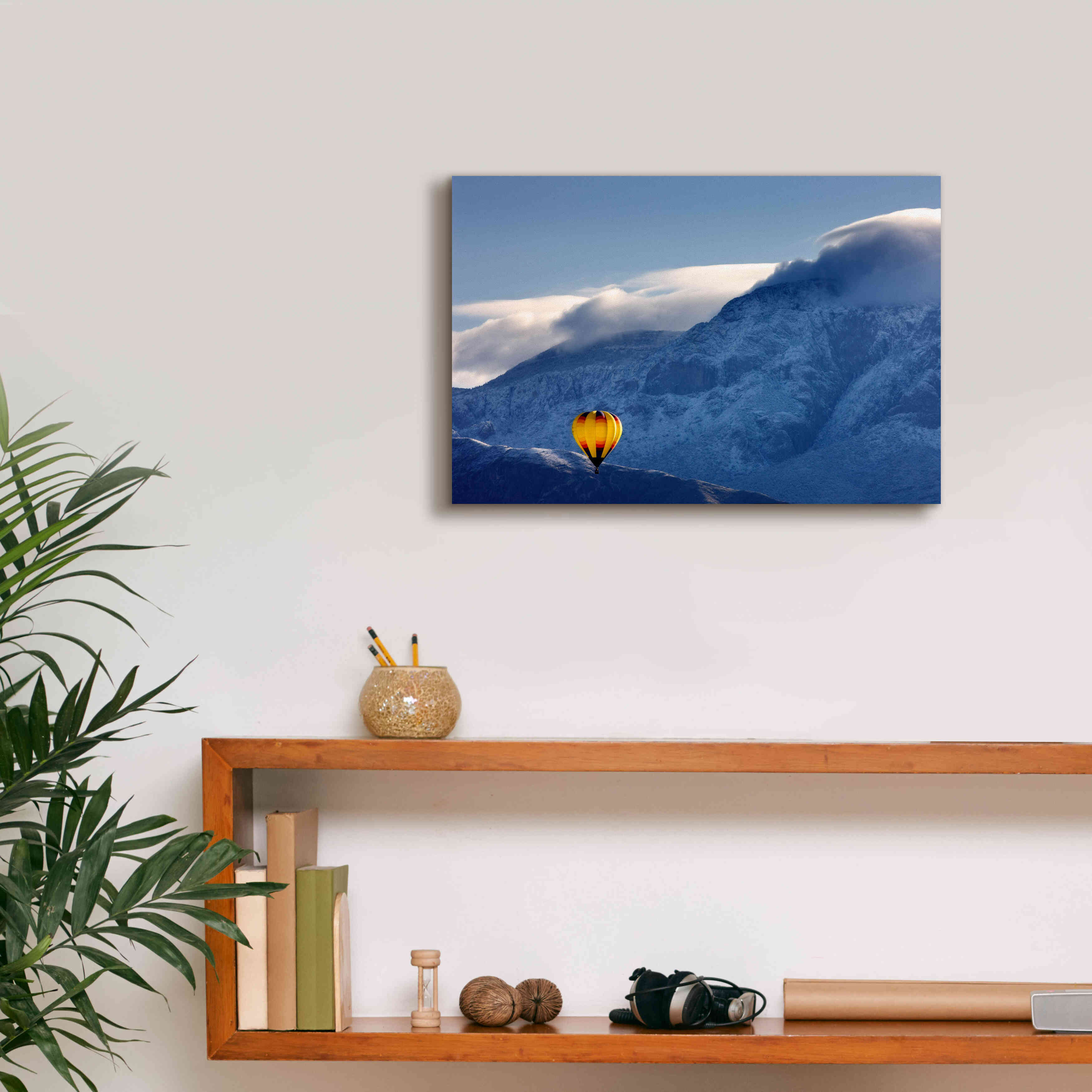 'Balloon Fiesta Snow' by Mike Jones, Giclee Canvas Wall Art,18 x 12