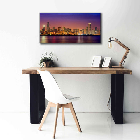 Image of 'Chicago Dusk full skyline' by Mike Jones, Giclee Canvas Wall Art,40 x 20