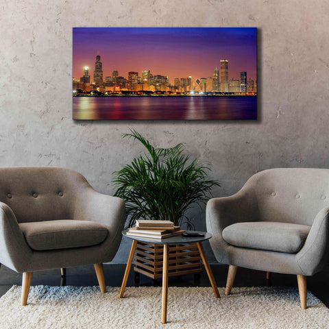 Image of 'Chicago Dusk full skyline' by Mike Jones, Giclee Canvas Wall Art,60 x 30