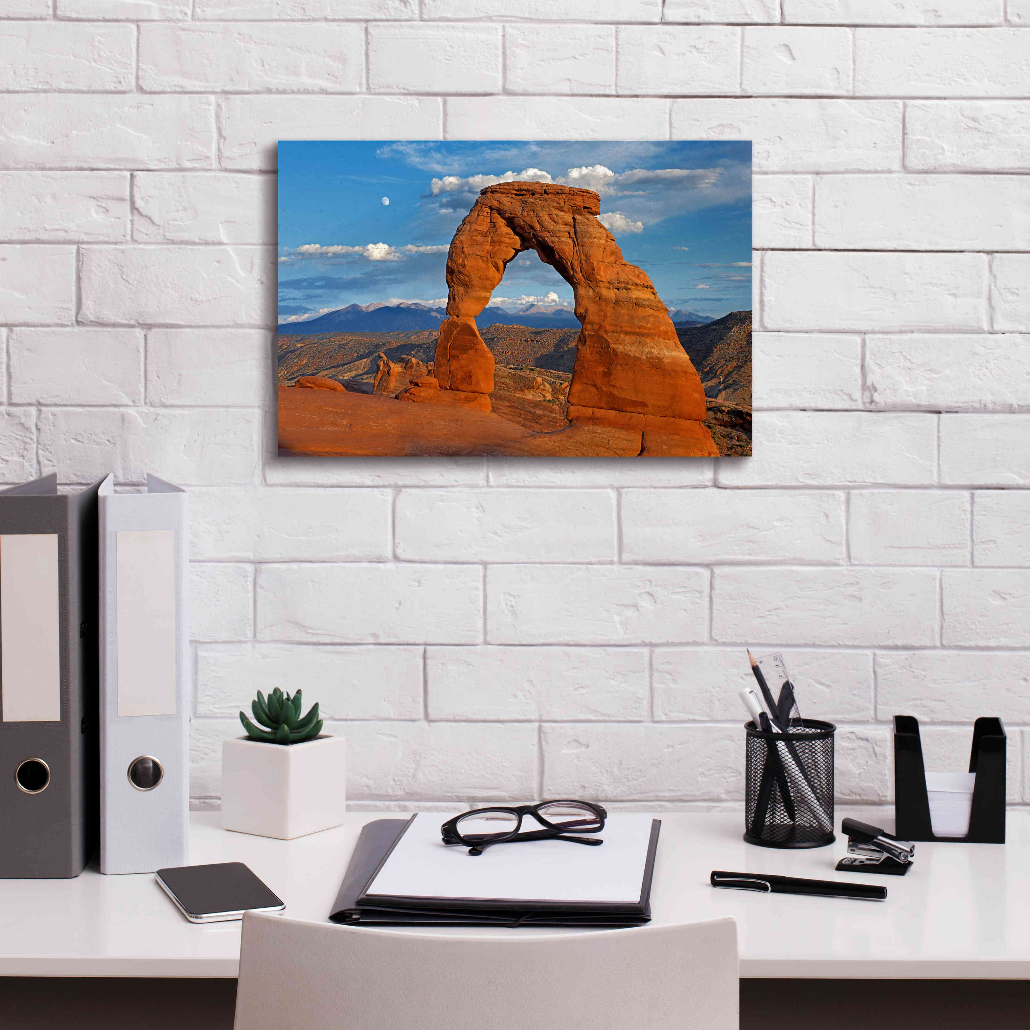 'Delicate Arch Sunset' by Mike Jones, Giclee Canvas Wall Art,18 x 12