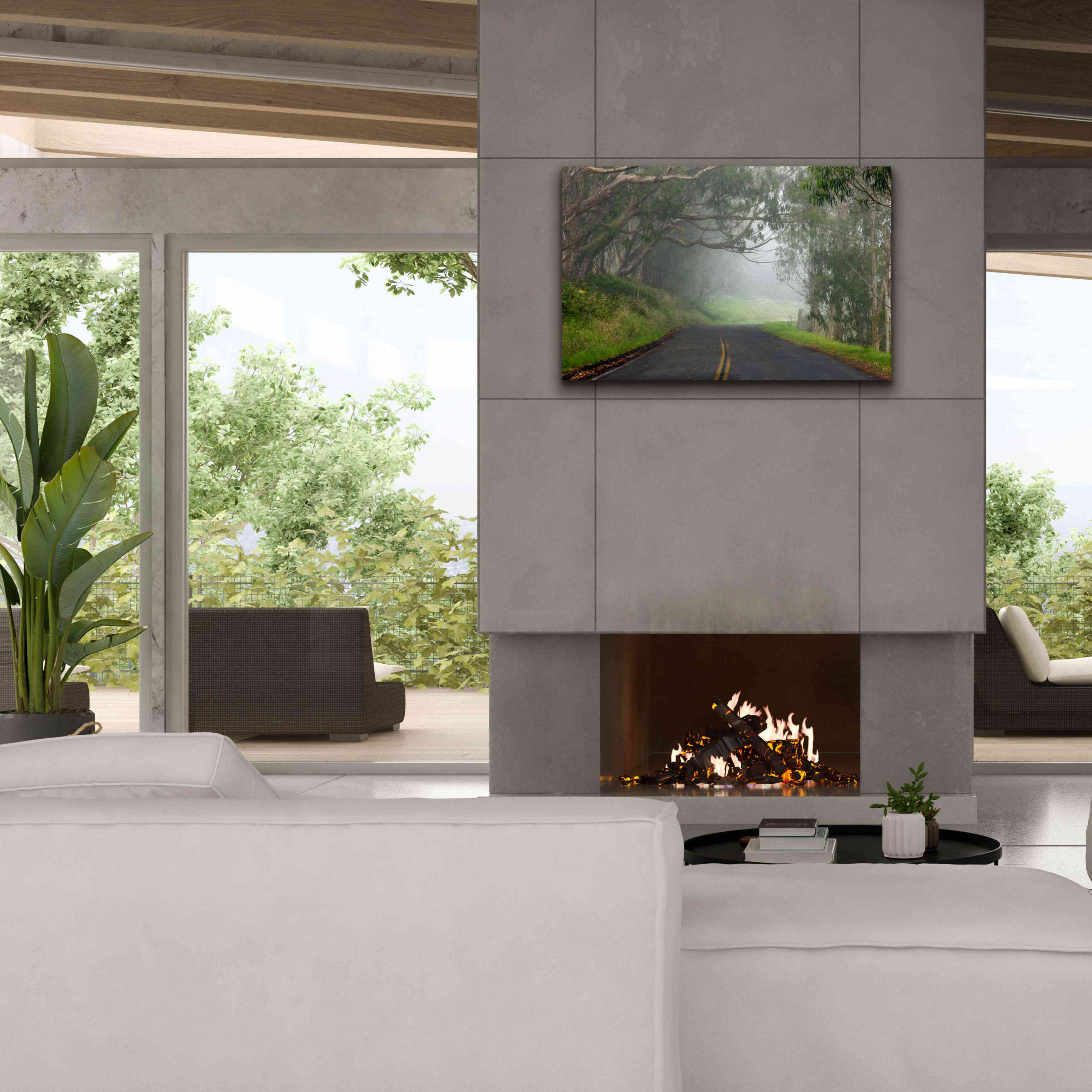 'Foggy Road near Dillon Beach' by Mike Jones, Giclee Canvas Wall Art,40 x 26