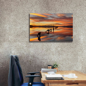 'Great Salt Lake Pilings Sunset' by Mike Jones, Giclee Canvas Wall Art,40 x 26