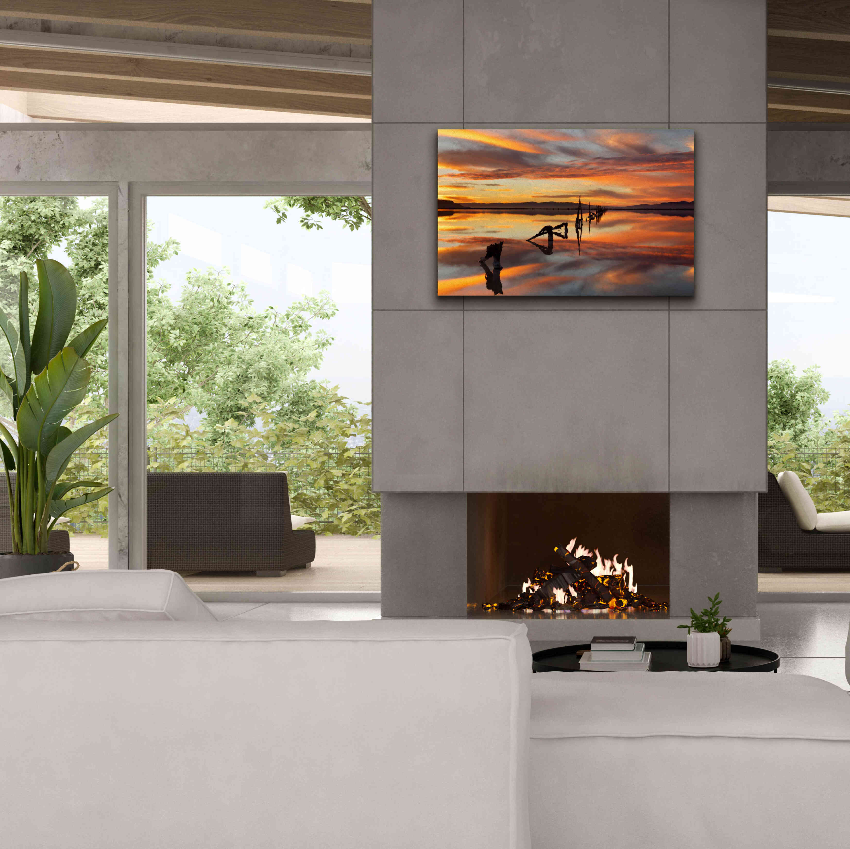 'Great Salt Lake Pilings Sunset' by Mike Jones, Giclee Canvas Wall Art,40 x 26