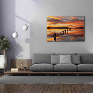 'Great Salt Lake Pilings Sunset' by Mike Jones, Giclee Canvas Wall Art,60 x 40
