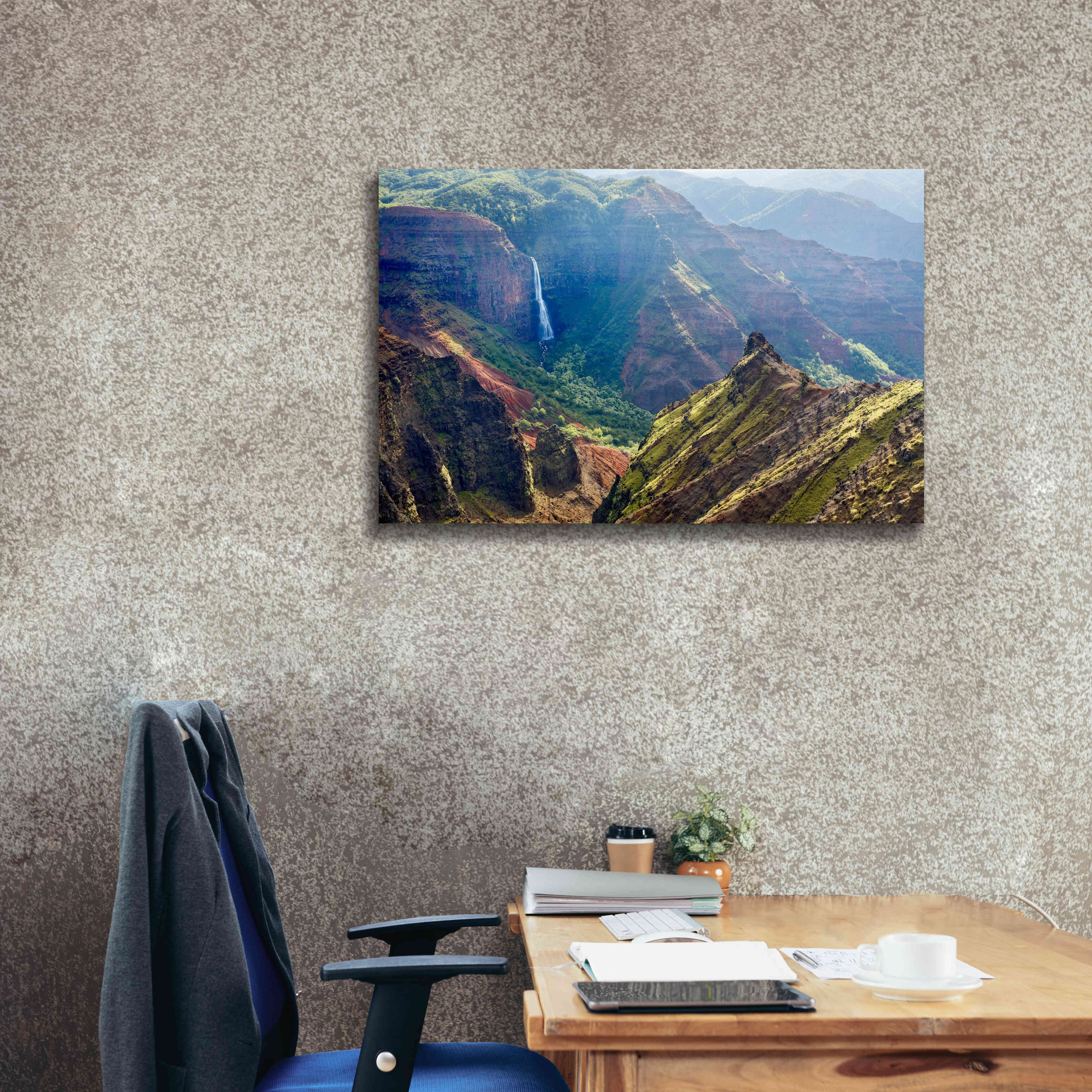 'Kauai Waimea Canyon Waipoo Falls' by Mike Jones, Giclee Canvas Wall Art,40 x 26